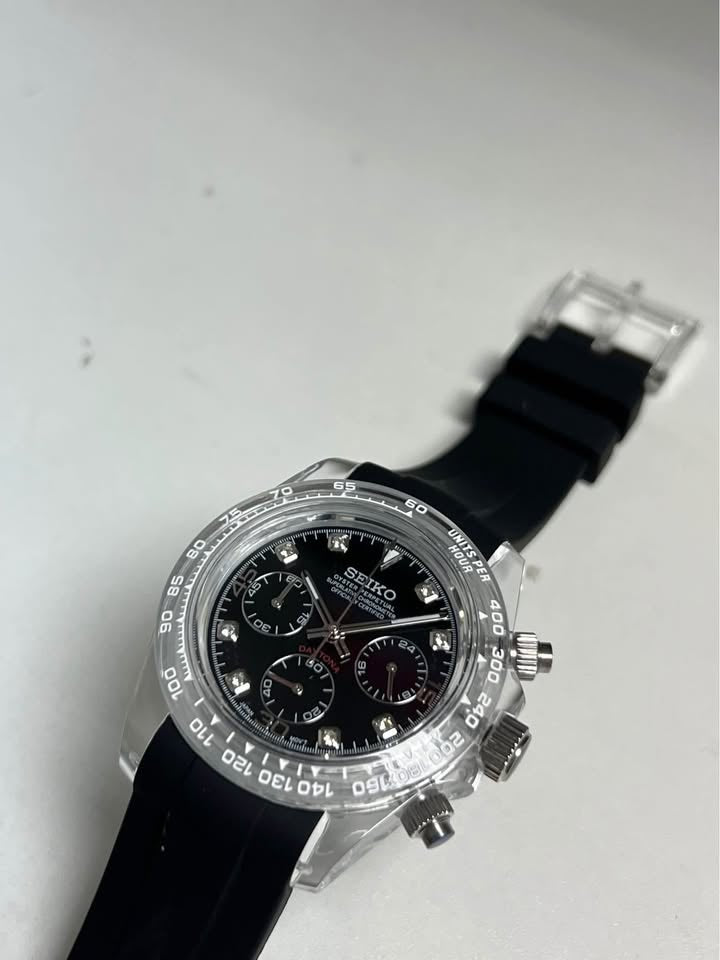 Chronograph Series - Black Rubber Clack Diamond