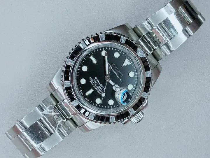 Sport Series - Black Diamond Bezel Steel 3 Link