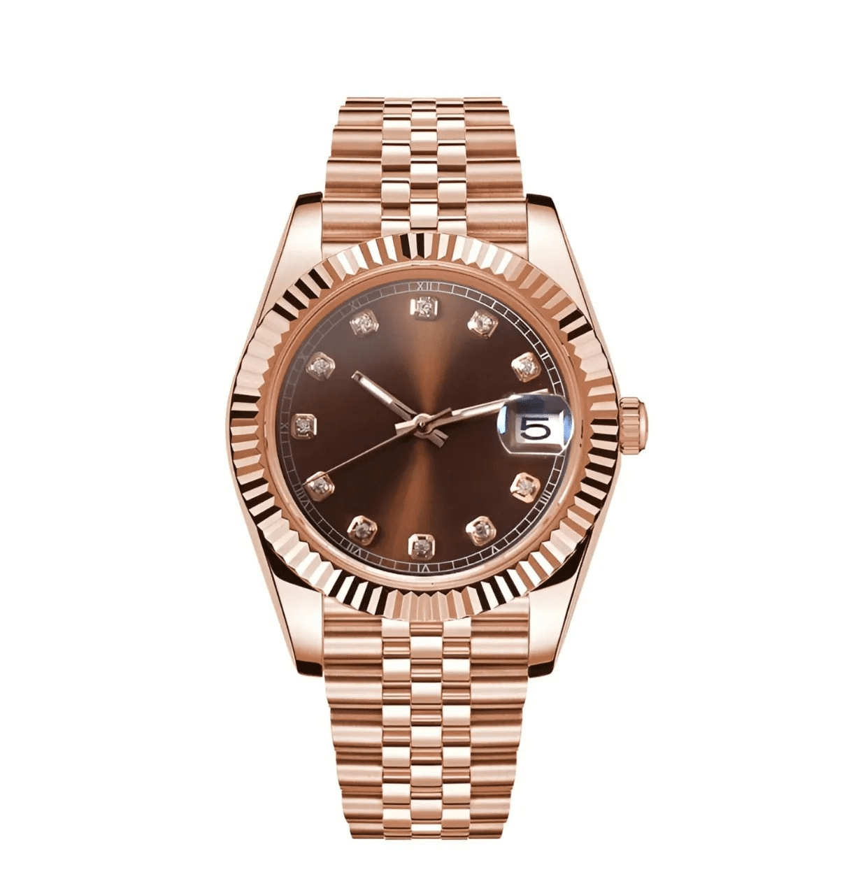 Classic Series - Brown Diamond Dial Rose Gold
