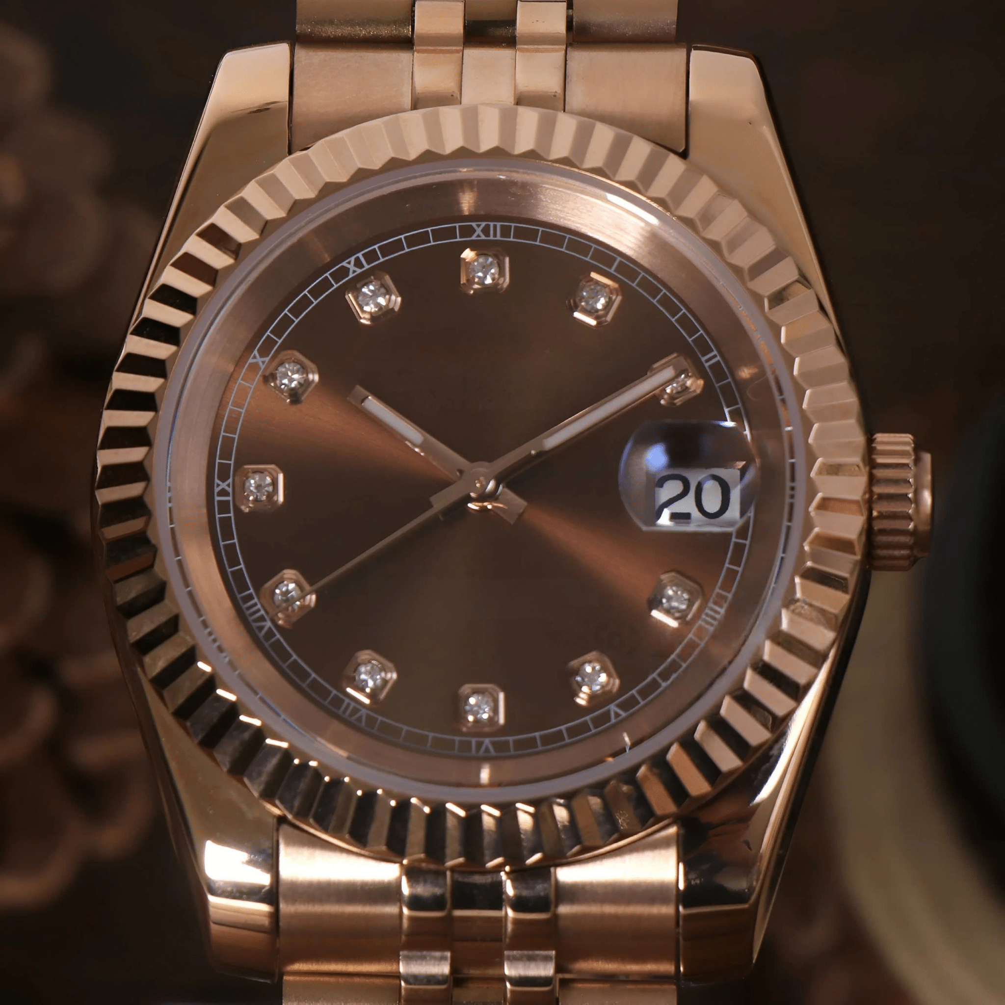 Classic Series - Brown Diamond Dial Rose Gold