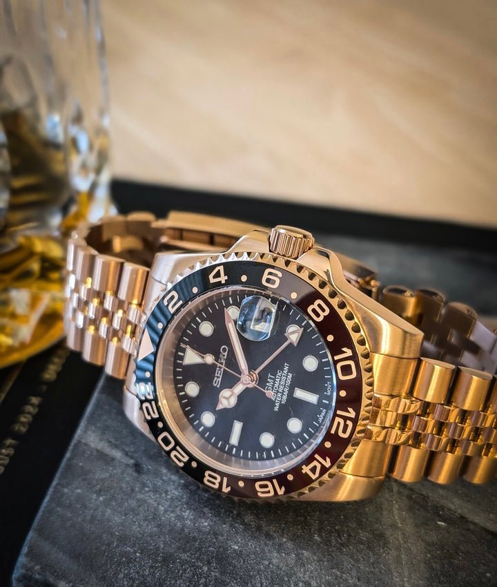 Dual Time Series - Rose Gold Brown Black 5 Link