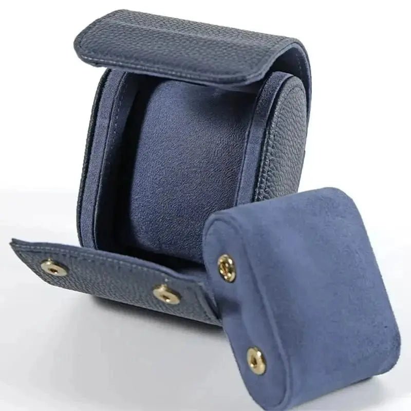 Midnight Blue Leather Watch Travel Case