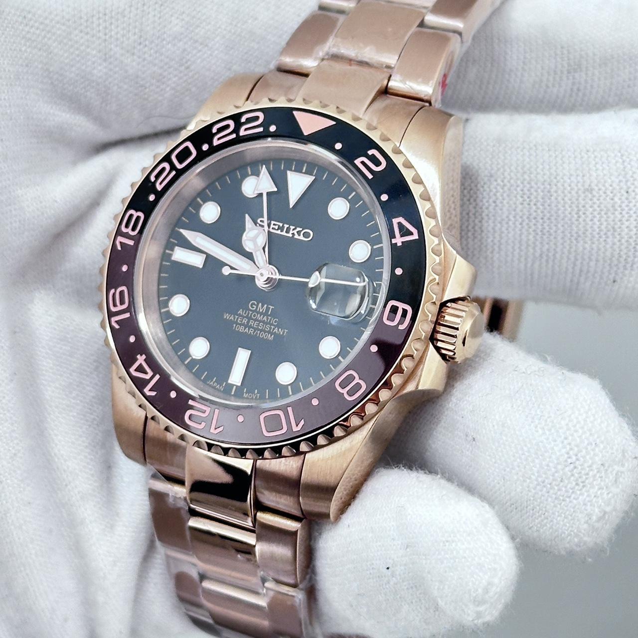 Dual Time Series - Brown Black Rose Gold 5 Link