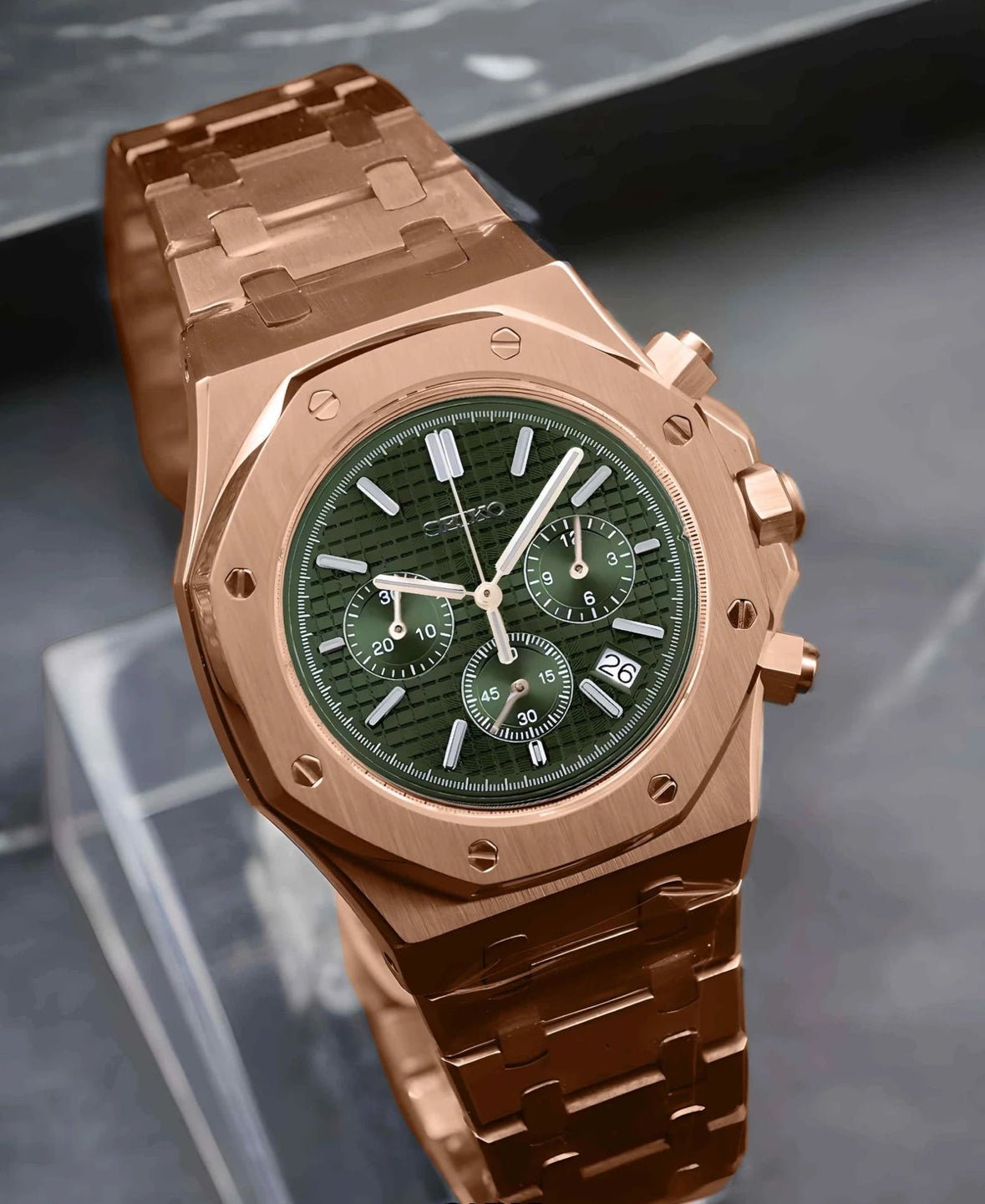 Chronograph Series - Integrated Rose Gold Green