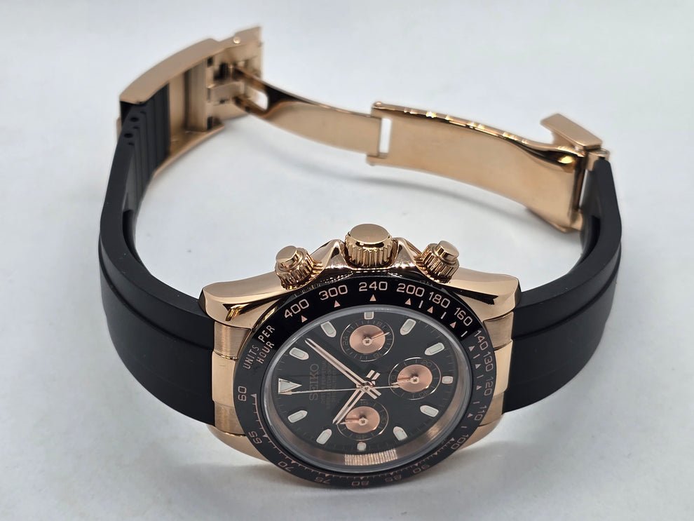 Chronograph Series - Black Rubber Black Rose Gold