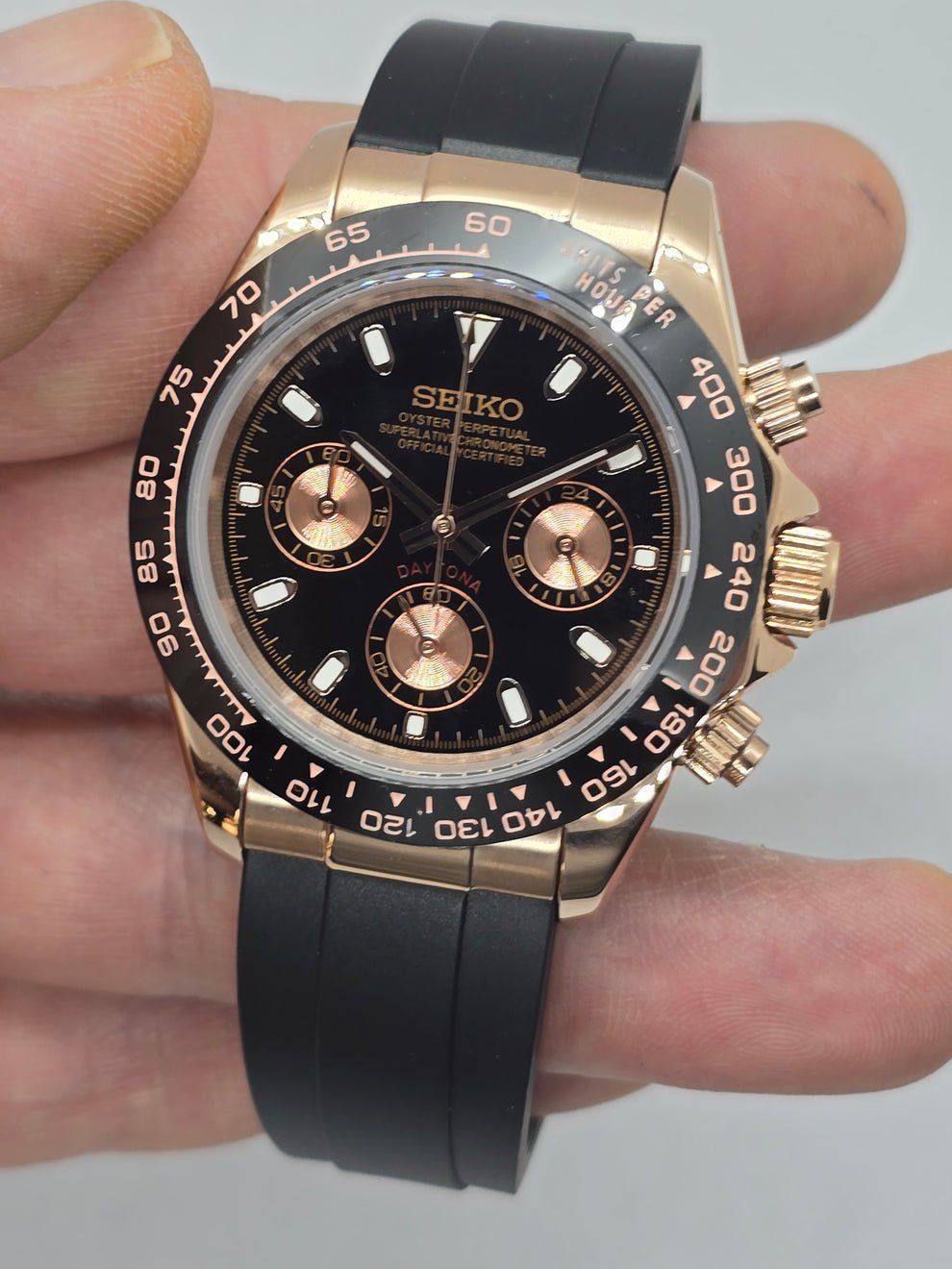 Chronograph Series - Black Rubber Black Rose Gold
