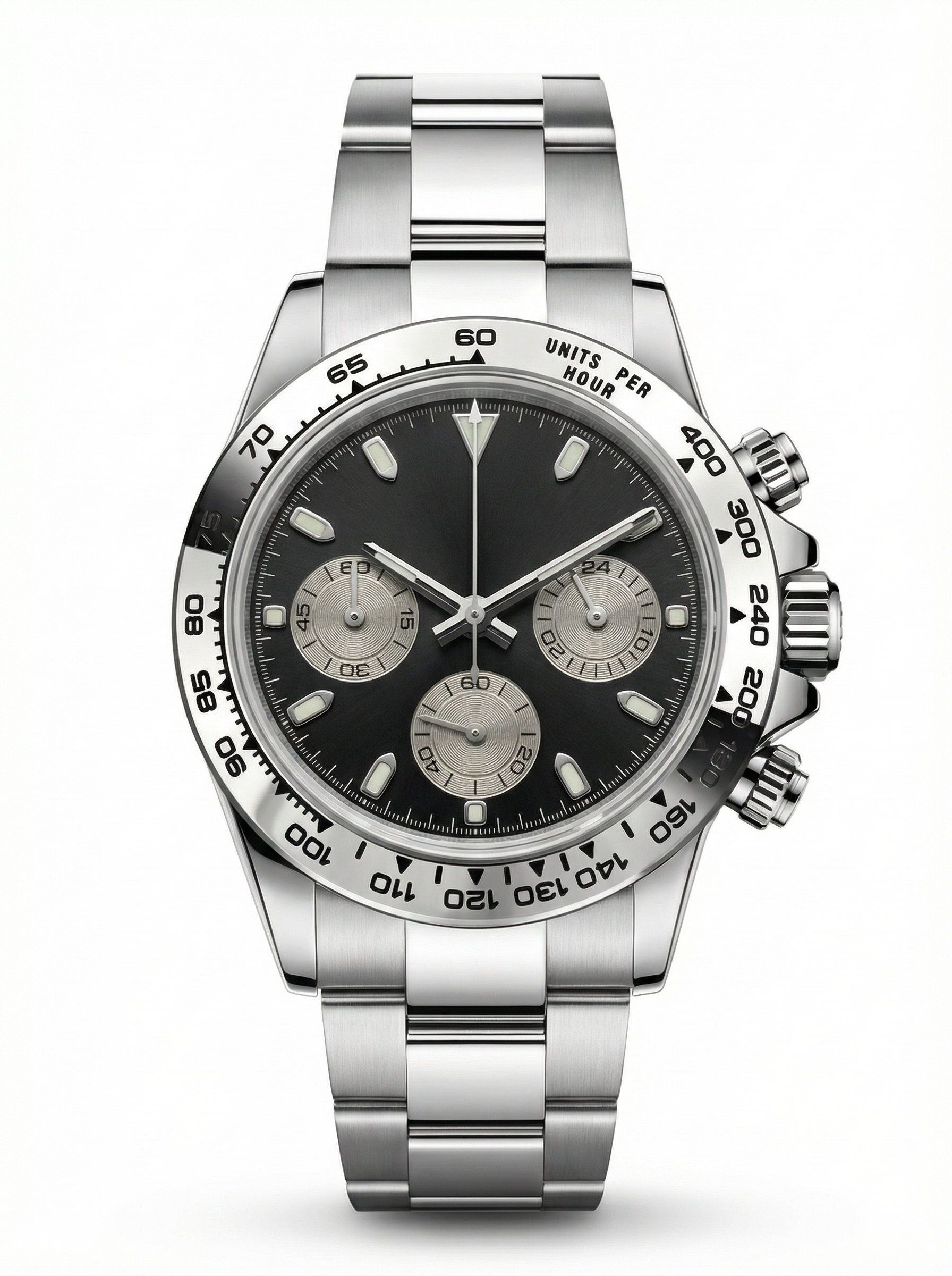 Tona Mod – Steel · Black Dial – 40mm – Chronograph