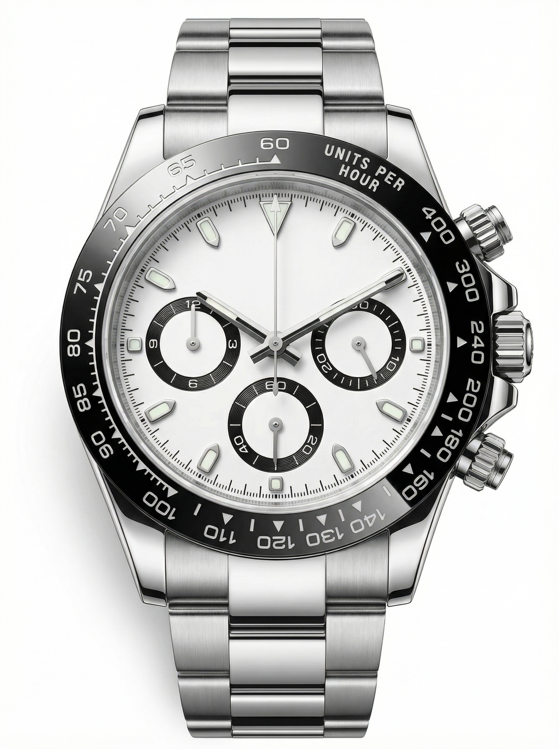 Tona Mod – Steel · White Panda Dial – 40mm – Chronograph