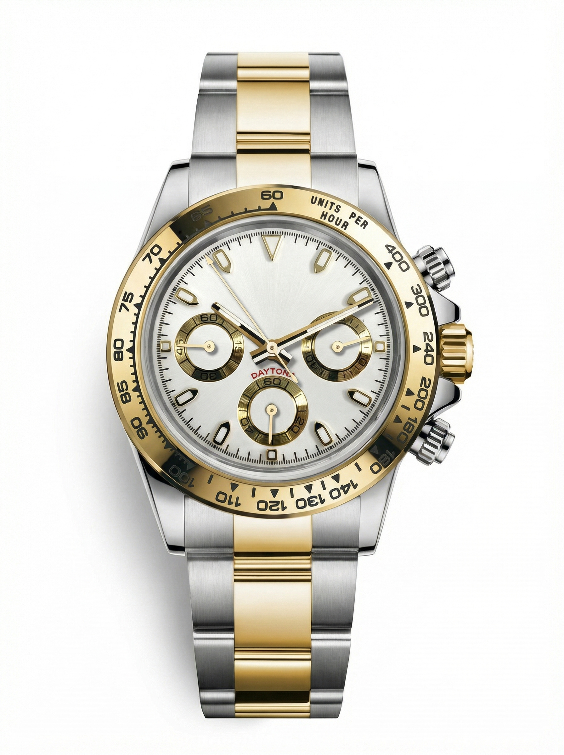 Tona Mod – Two-Tone Gold · White Dial – 40mm – Chronograph