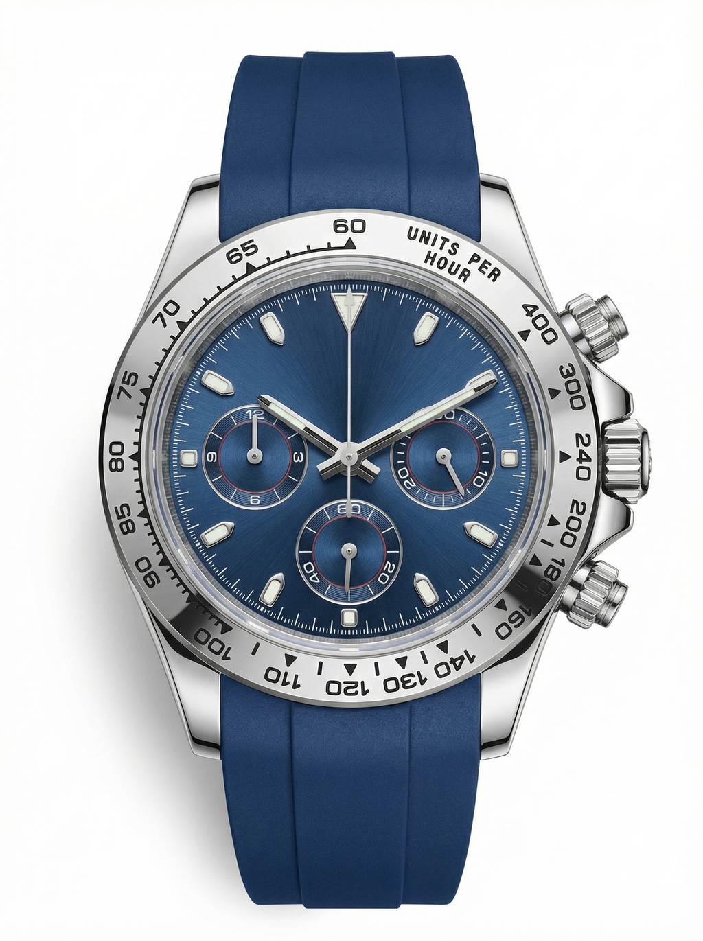 Tona Mod – Steel · Blue Dial · Rubber – 40mm – Chronograph