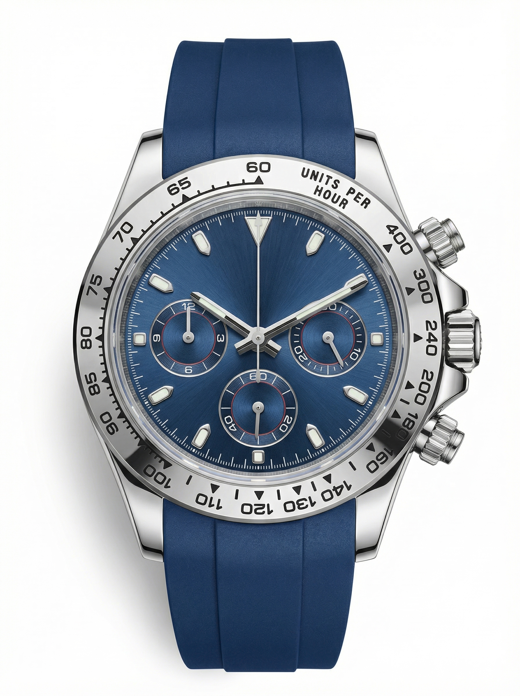 Tona Mod – Steel · Blue Dial · Rubber – 40mm – Chronograph