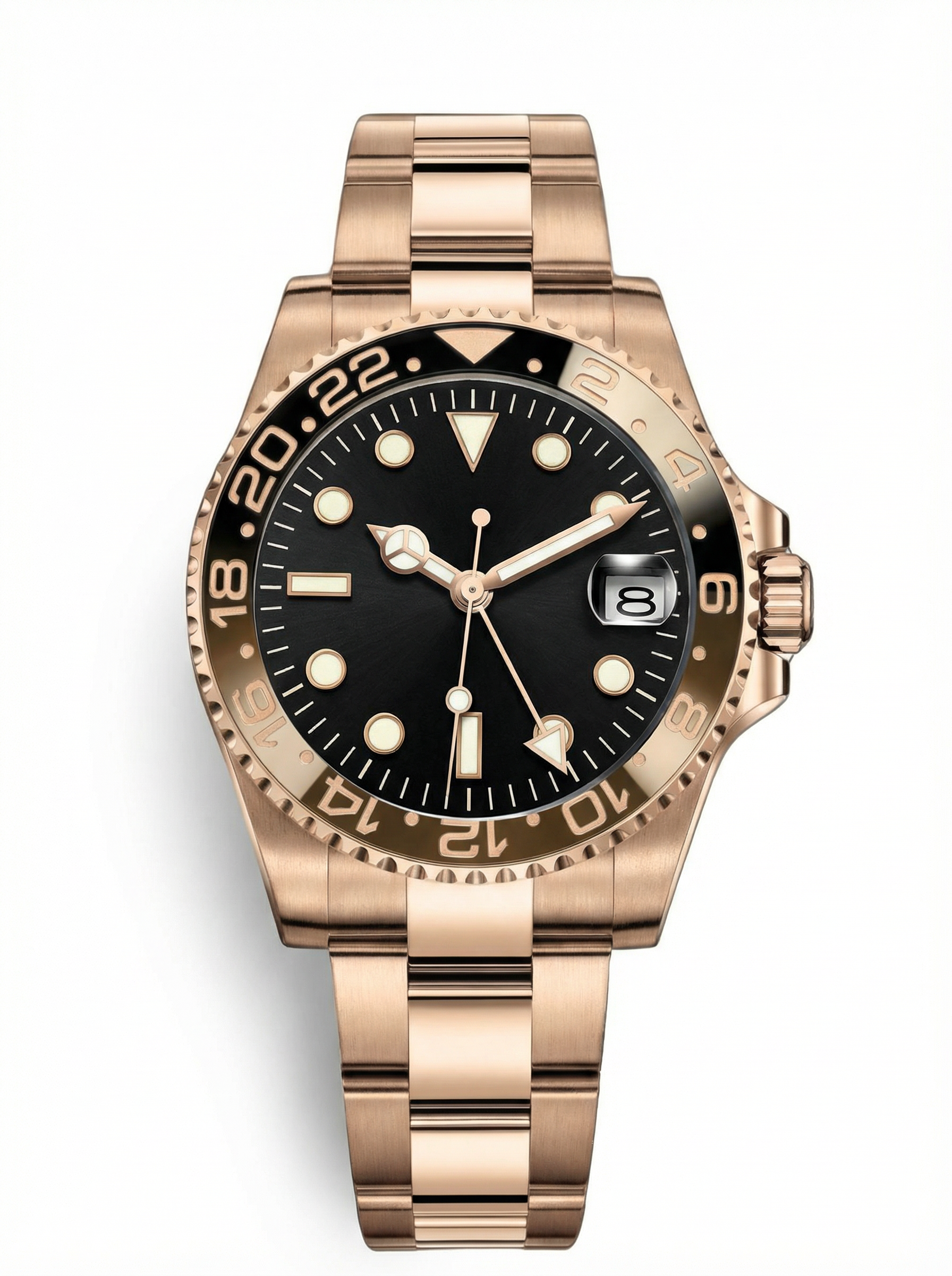 GMT Mod – Rose Gold · Root Beer Bezel – 40mm – Automatic GMT