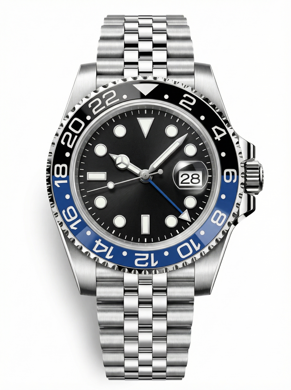 GMT Mod – Steel · Blue-Red Bezel – 40mm – Automatic GMT