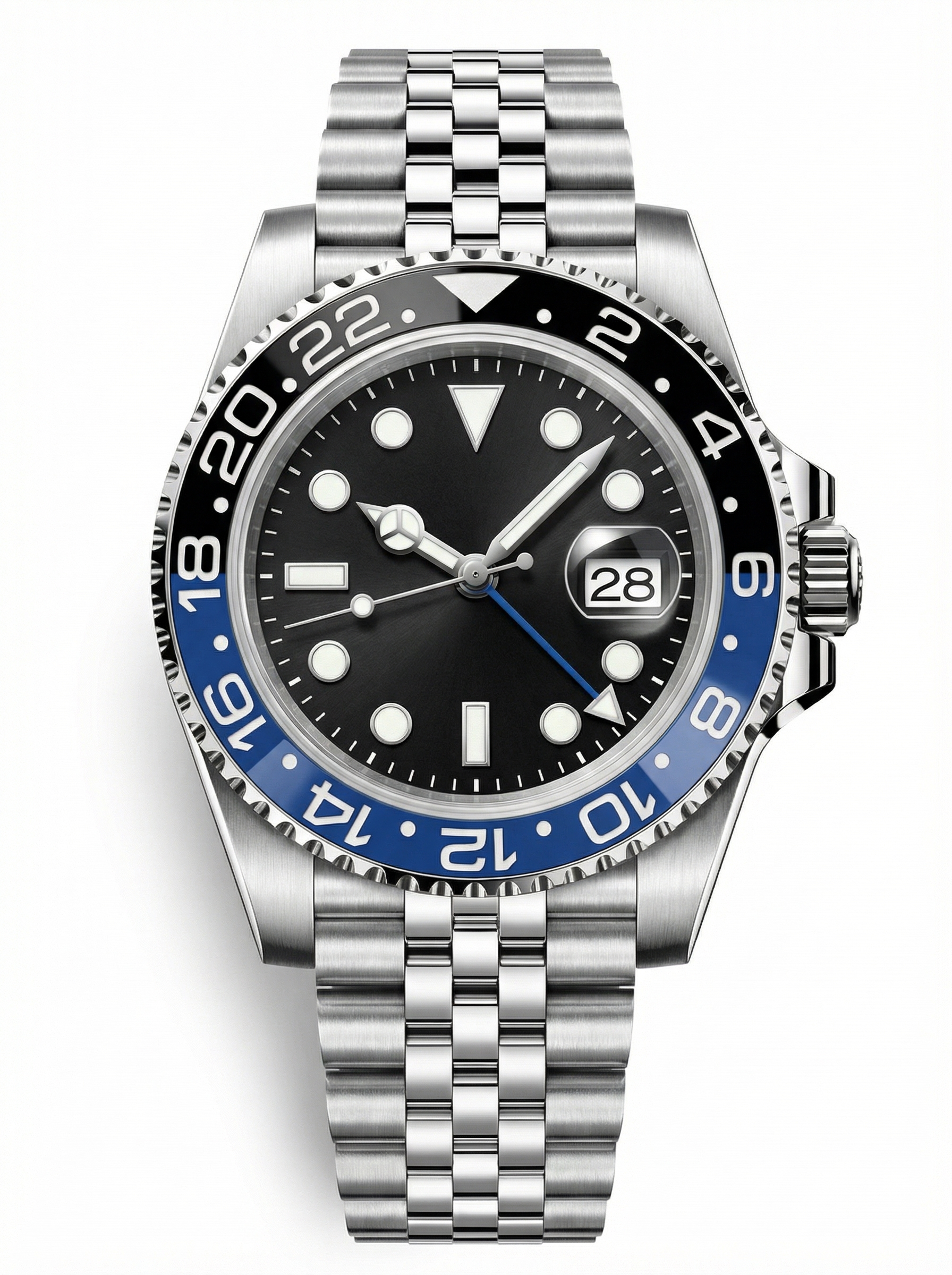GMT Mod – Steel · Blue-Red Bezel – 40mm – Automatic GMT