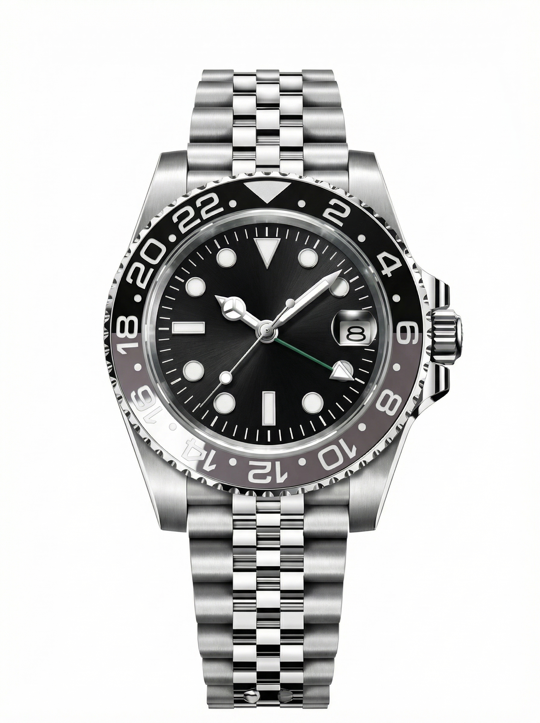 GMT Mod – Steel · Black Ceramic Bezel – 40mm – Automatic GMT