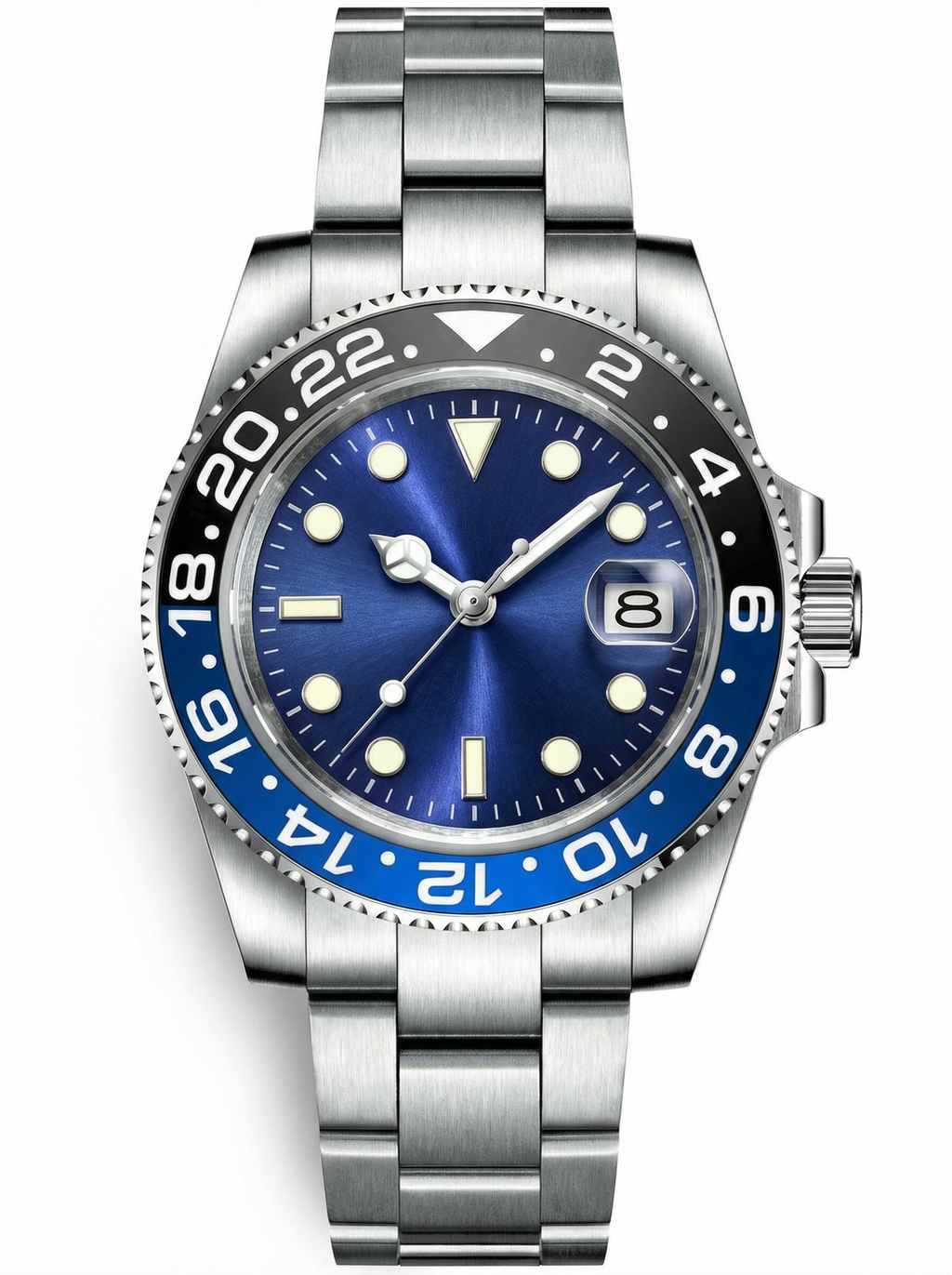 GMT Mod – Steel · Blue-Black Bezel · Blue Dial – 40mm – Automatic GMT