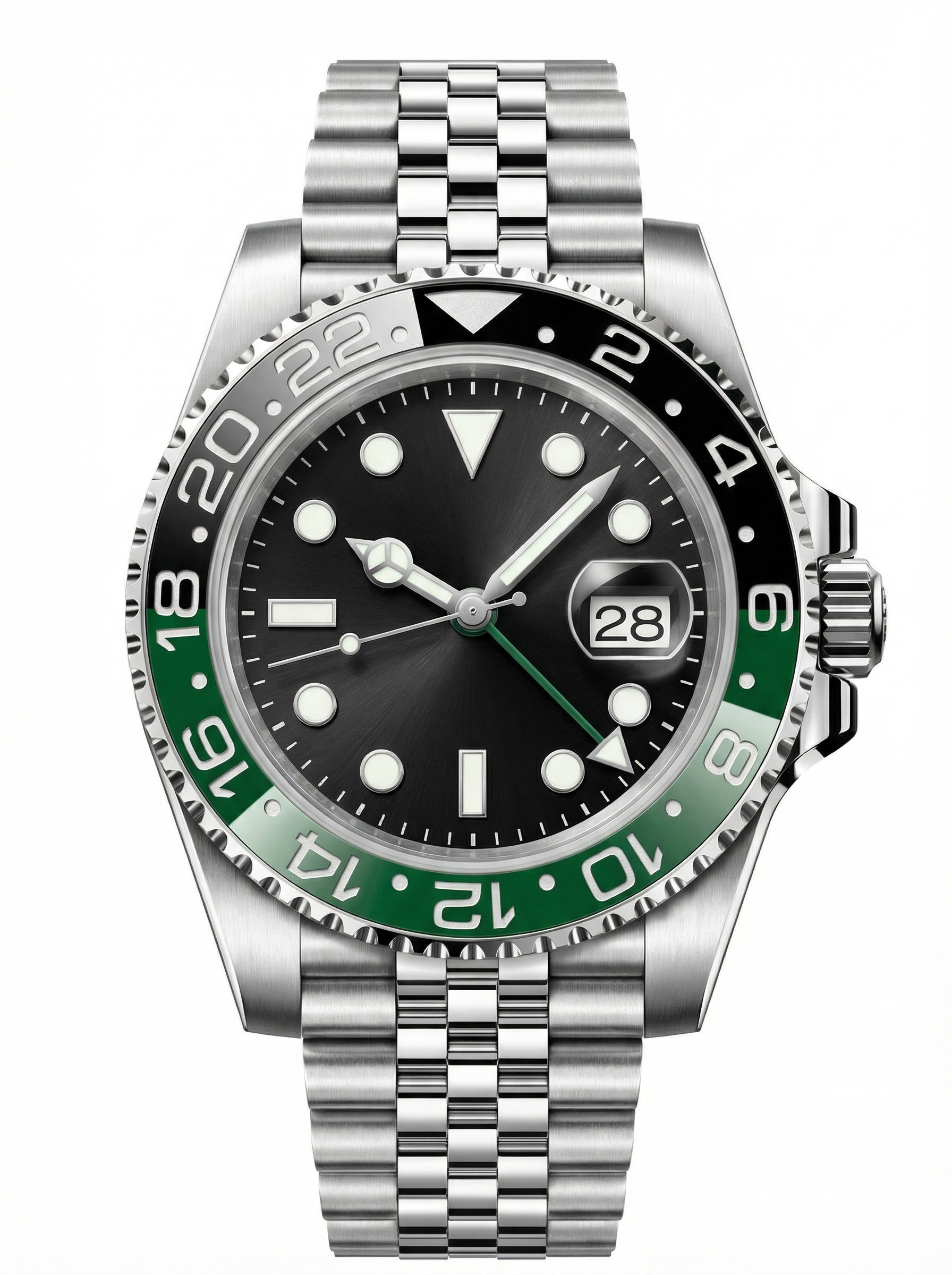 GMT Mod – Steel · Green-Black Bezel – 40mm – Automatic GMT