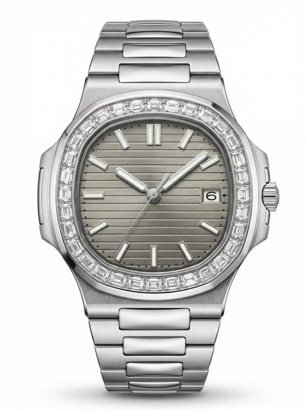 Naut Mod – Steel · Diamond Bezel · Grey Dial – 41mm – Automatic