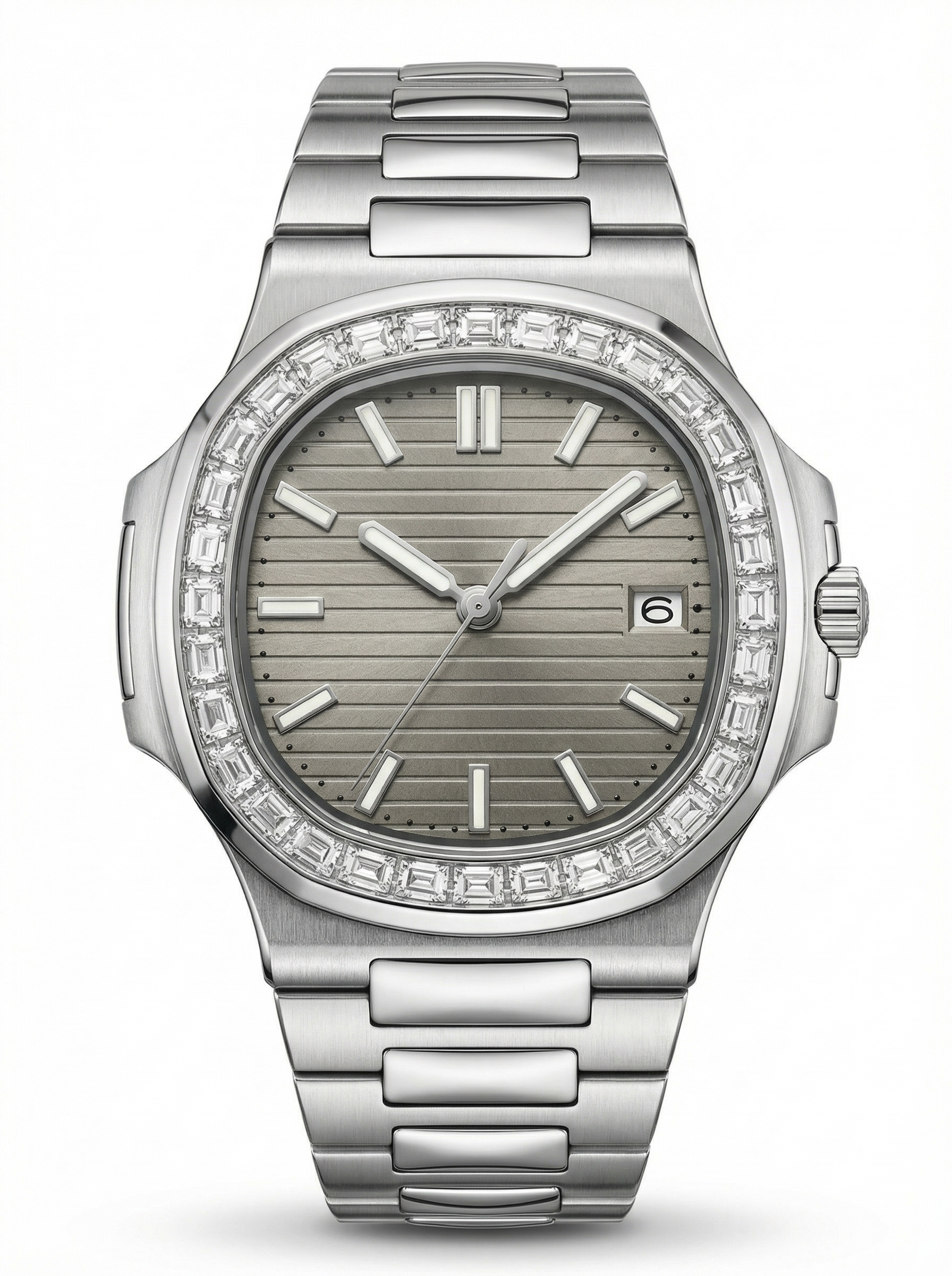 Naut Mod – Steel · Diamond Bezel · Grey Dial – 41mm – Automatic