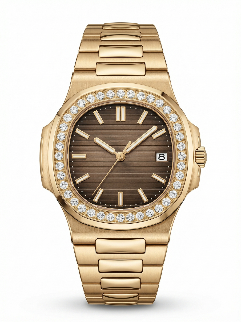 Naut Mod – Gold · Diamond Bezel · Brown Dial – 41mm – Automatic