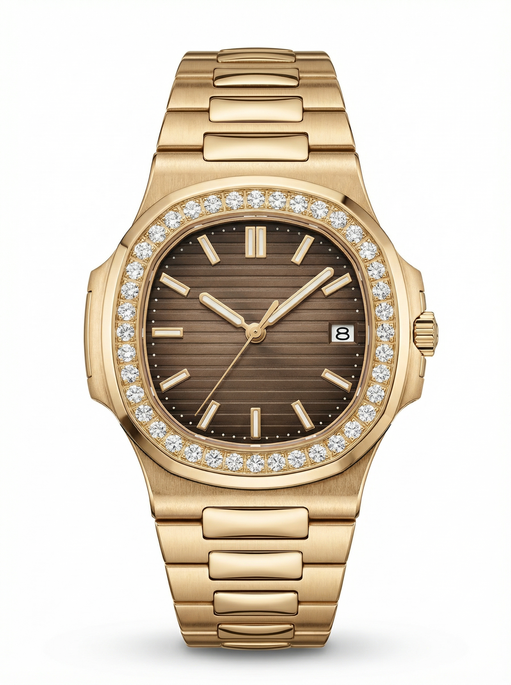 Naut Mod – Gold · Diamond Bezel · Brown Dial – 41mm – Automatic