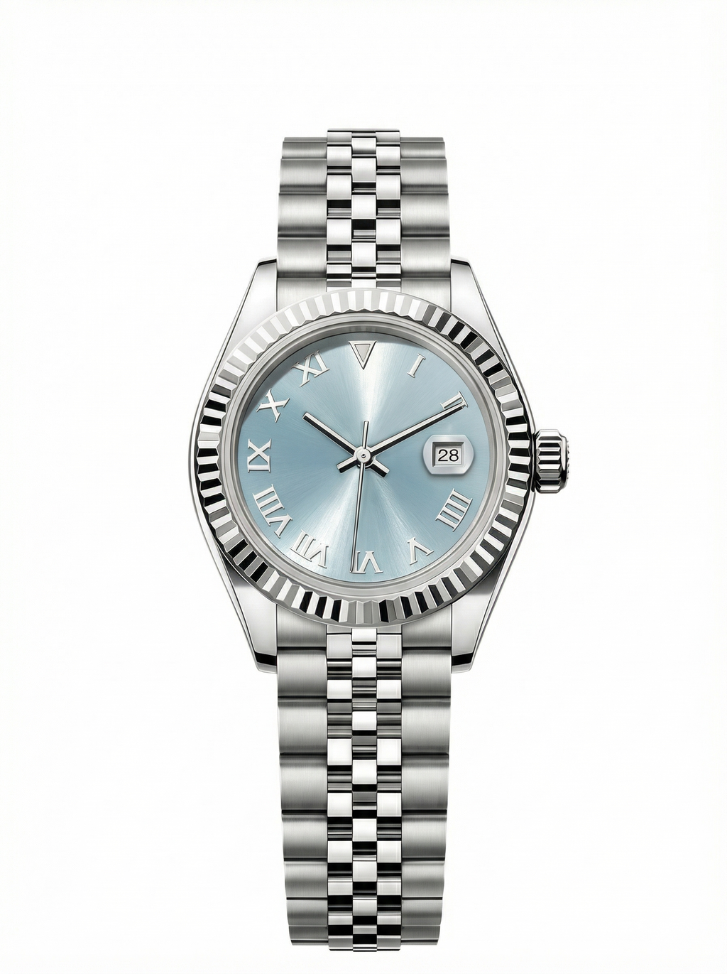 Lady Mod – Steel · Ice-Blue Roman Dial – 28mm – Automatic