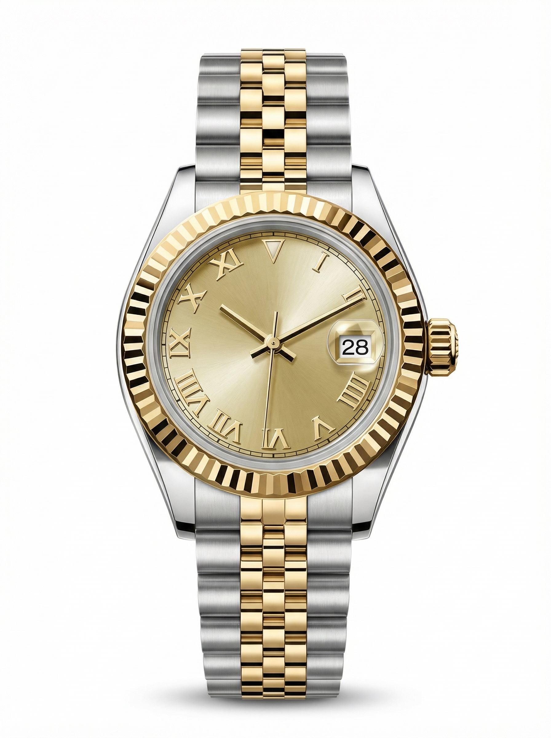 Lady Mod – Two-Tone Gold · Champagne Roman Dial – 28mm – Automatic
