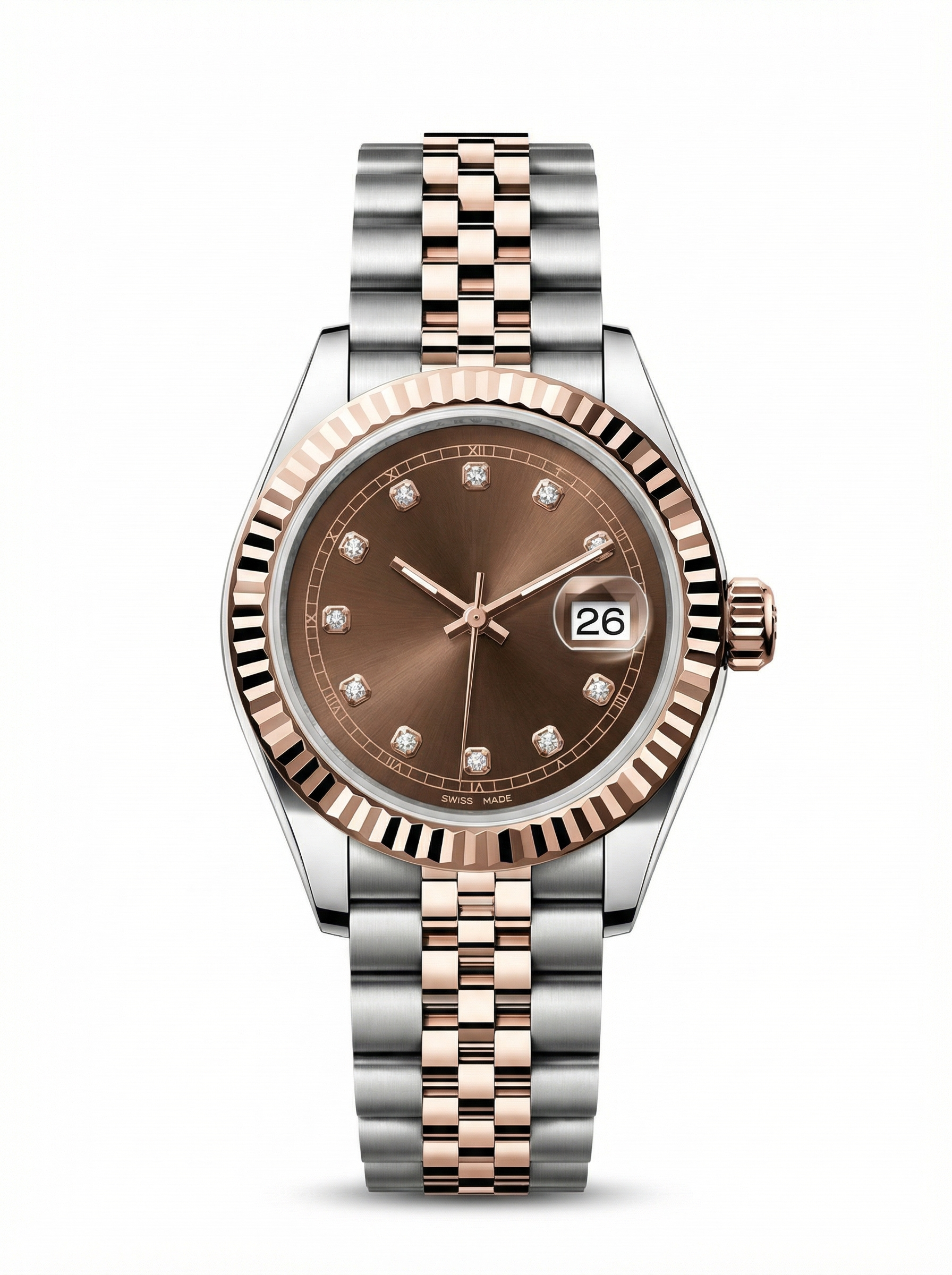 Lady Mod – Two-Tone Rose Gold · Brown Diamond Dial – 28mm – Automatic