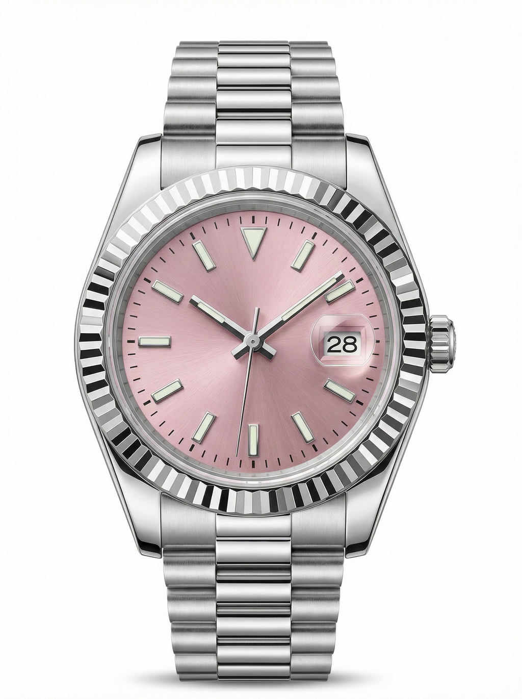 Lady Mod – Steel · Pink Dial · President – 28mm – Automatic