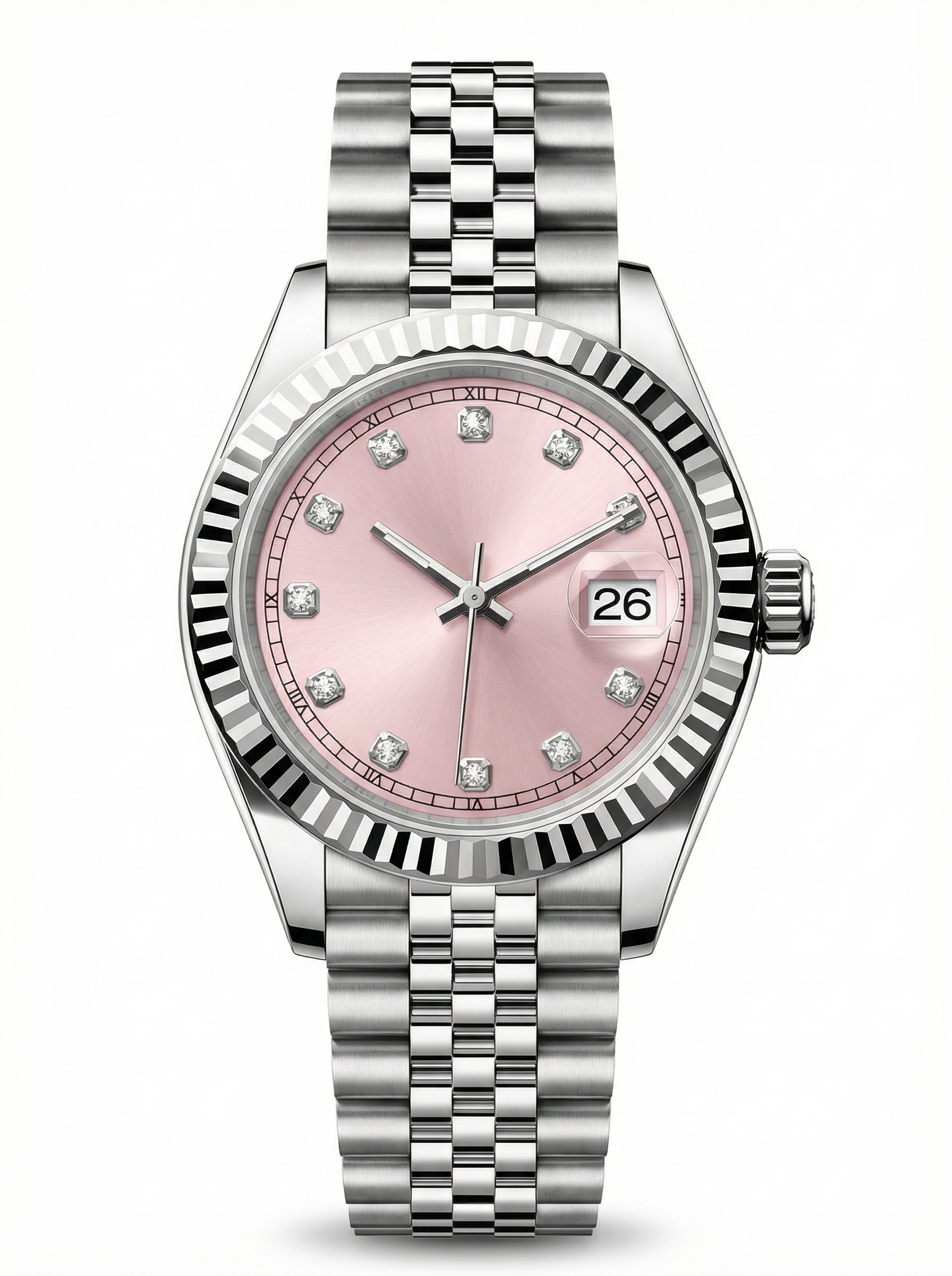 Lady Mod – Steel · Pink Diamond Dial – 28mm – Automatic