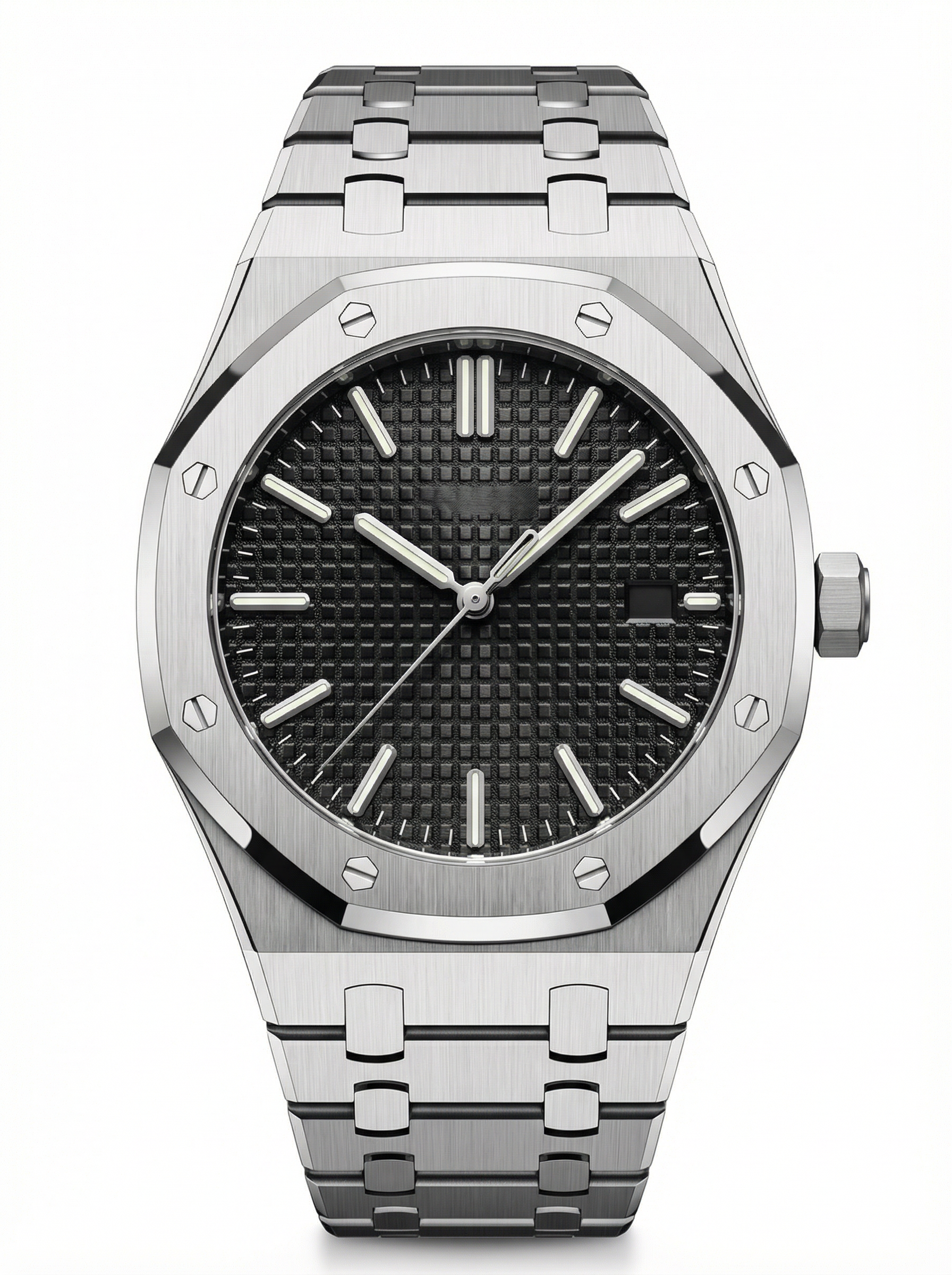 Oak Mod – Steel · Black Tapisserie Dial – 41mm – Automatic