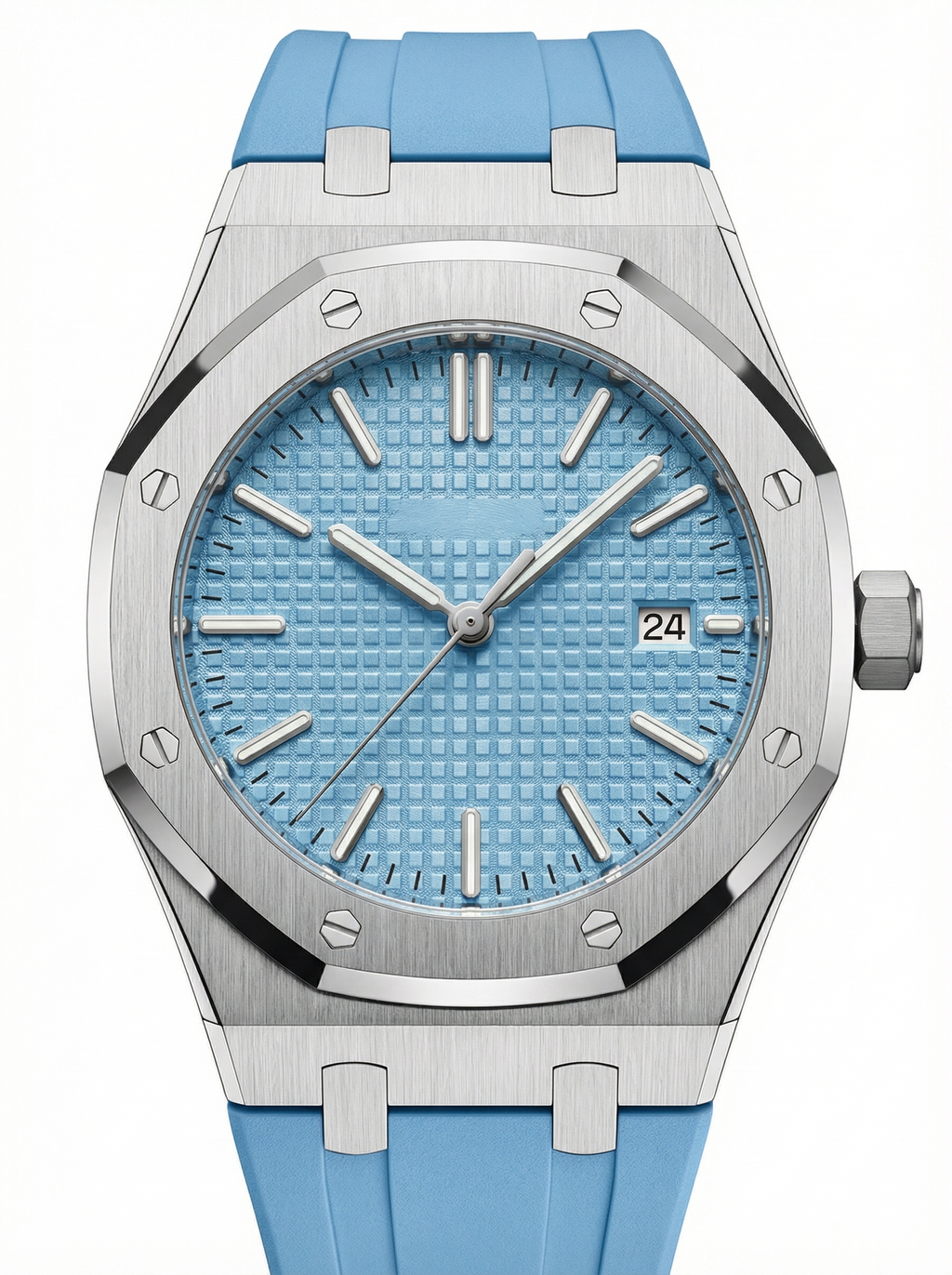 Oak Mod – Steel · Light Blue Dial · Rubber – 41mm – Automatic