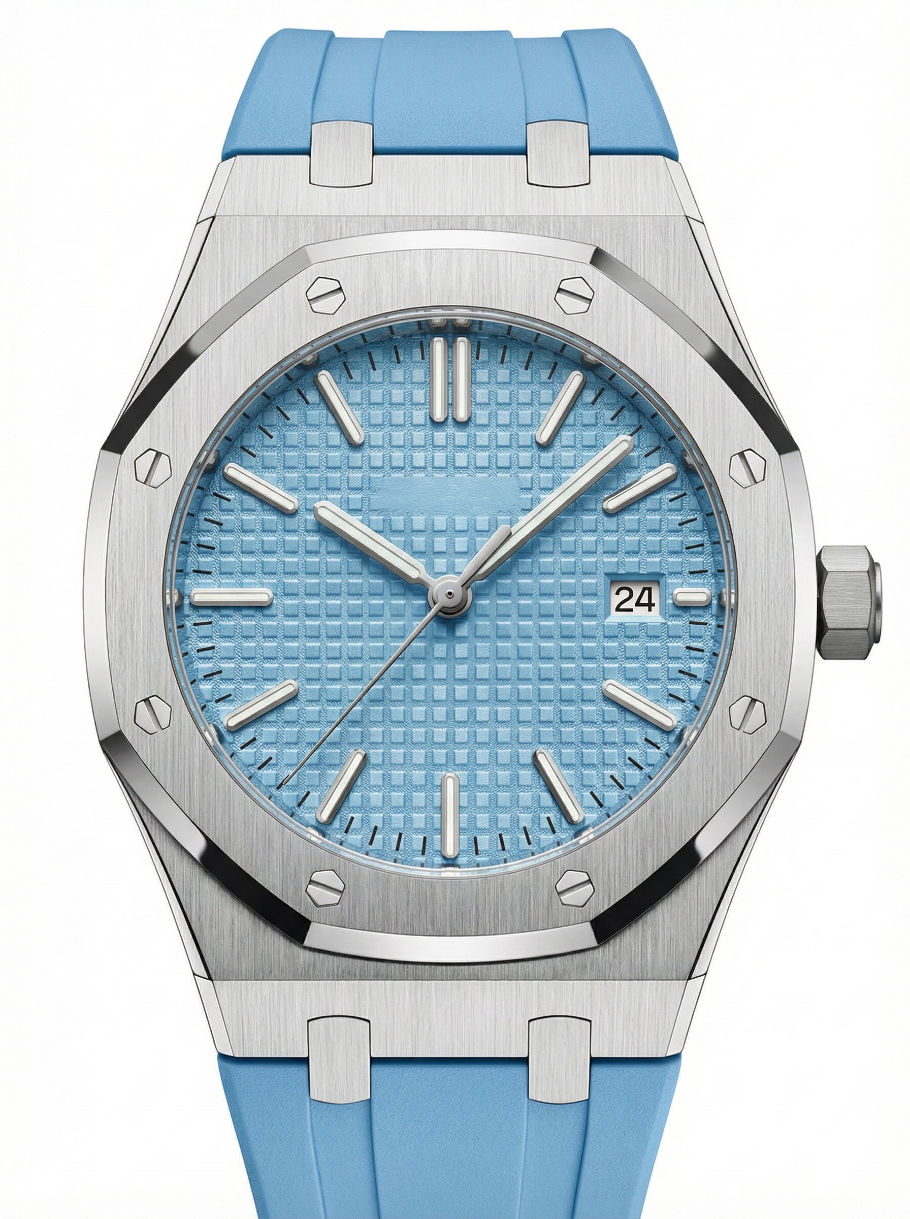 Oak Mod – Steel · Light Blue Dial · Rubber – 41mm – Automatic