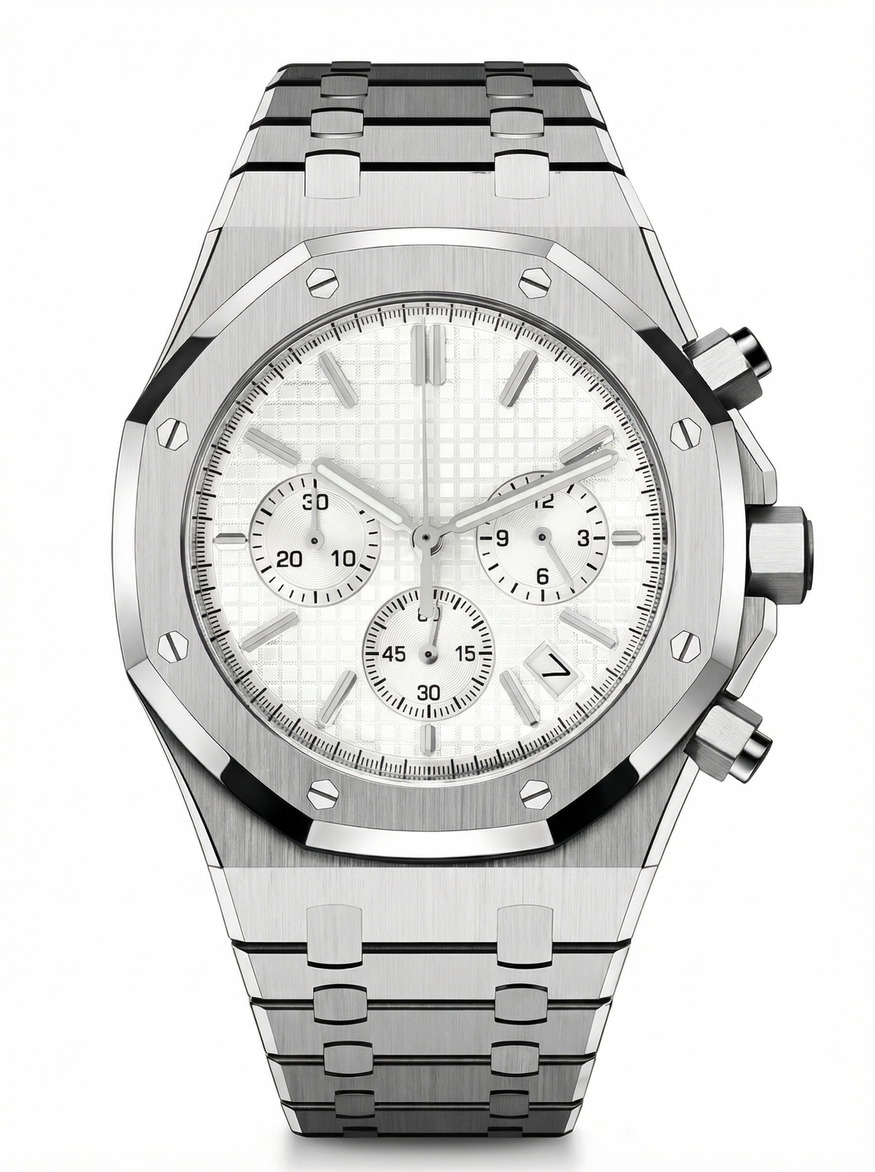 Oak Mod – Steel · White Chronograph – 41mm – Chronograph