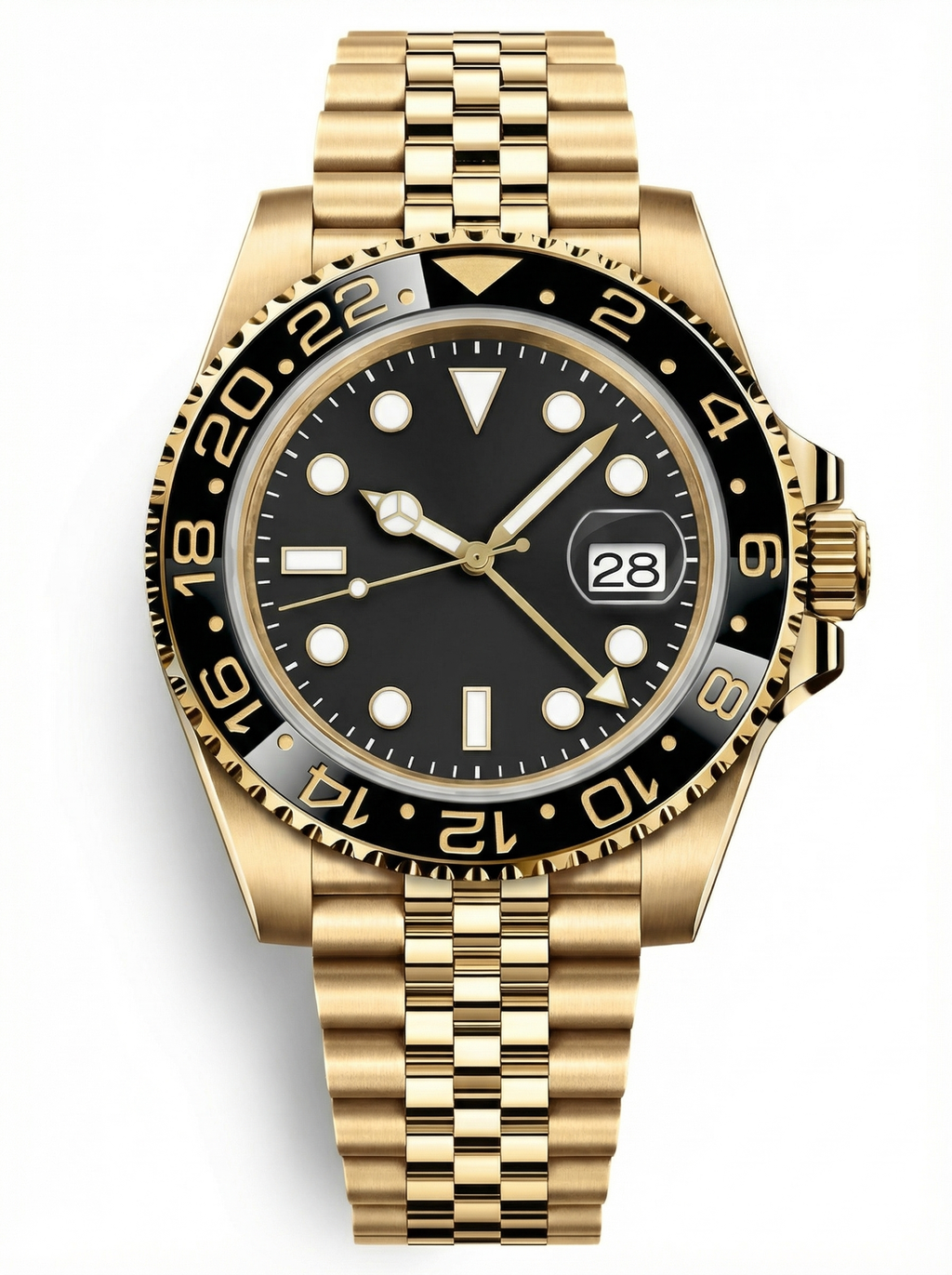 GMT Mod – Full Gold · Black Bezel – 40mm – Automatic GMT