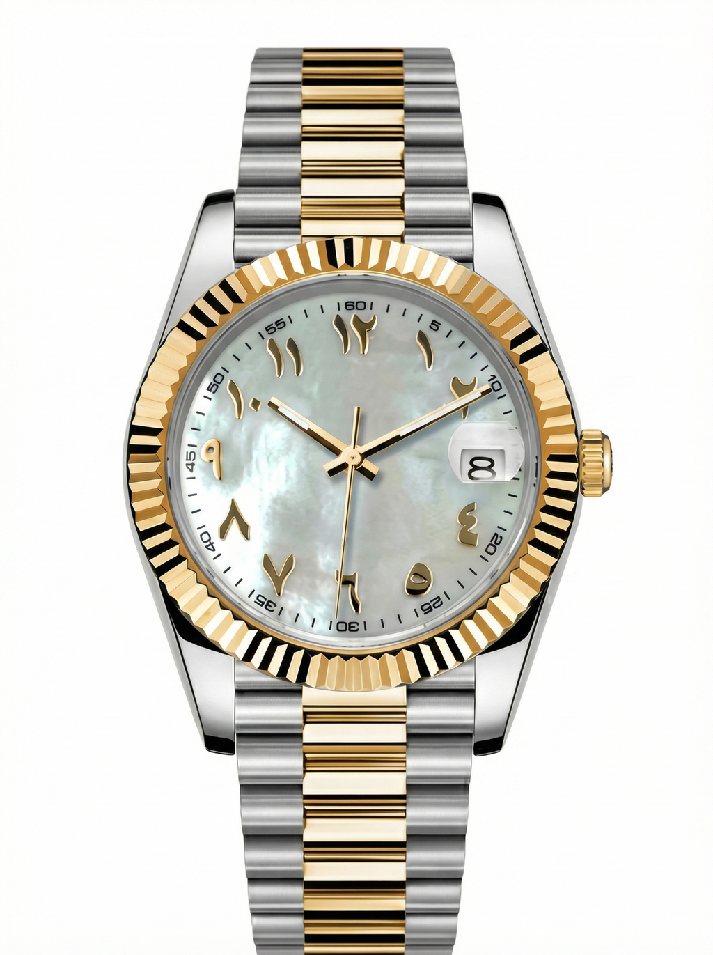 Date Mod – Two-Tone Gold · White MOP Arabic Dial – 40mm – Automatic