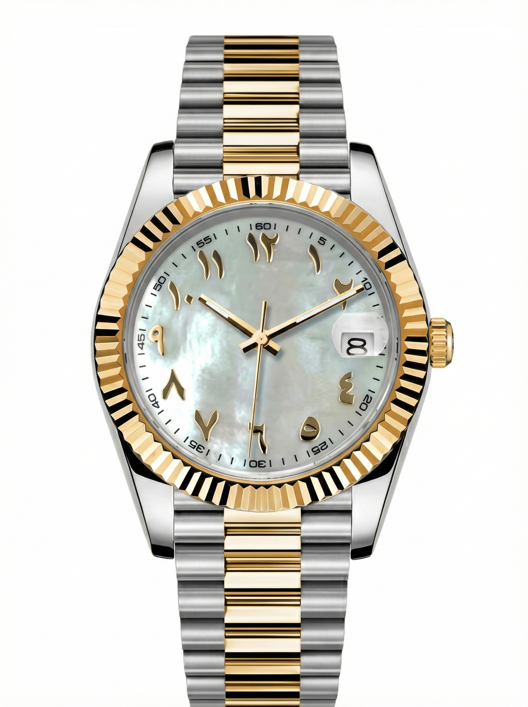 Date Mod – Two-Tone Gold · White MOP Arabic Dial – 40mm – Automatic