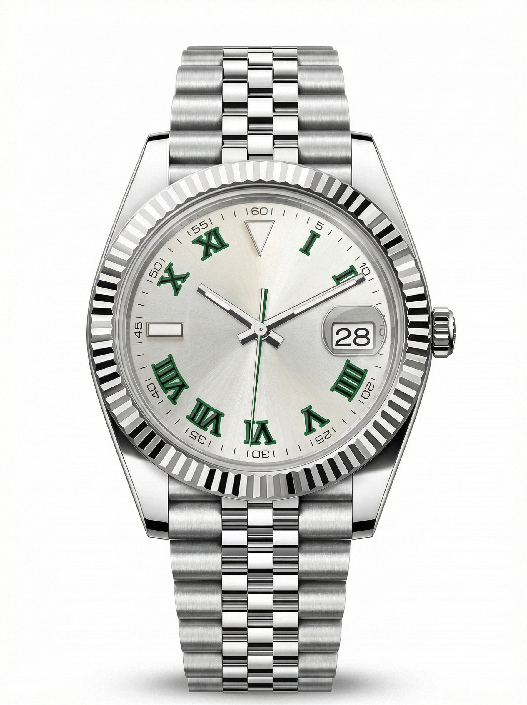 Date Mod – Steel · Silver Green-Roman Dial – 40mm – Automatic