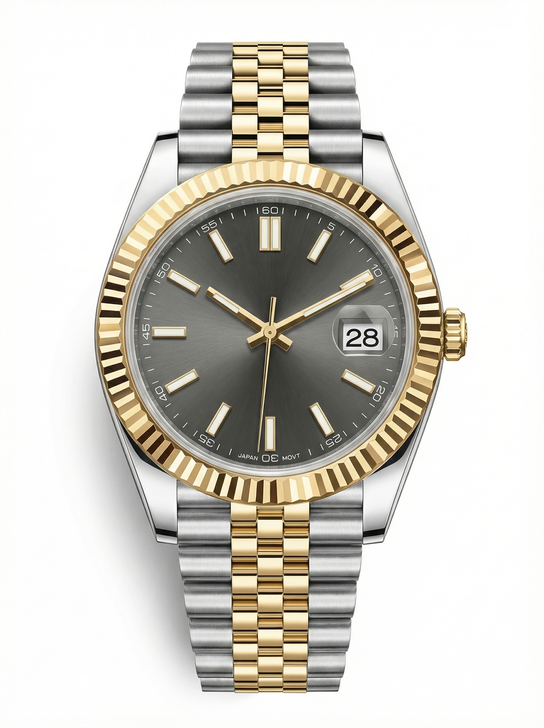 Date Mod – Two-Tone Gold · Grey Stick Dial – 40mm – Automatic