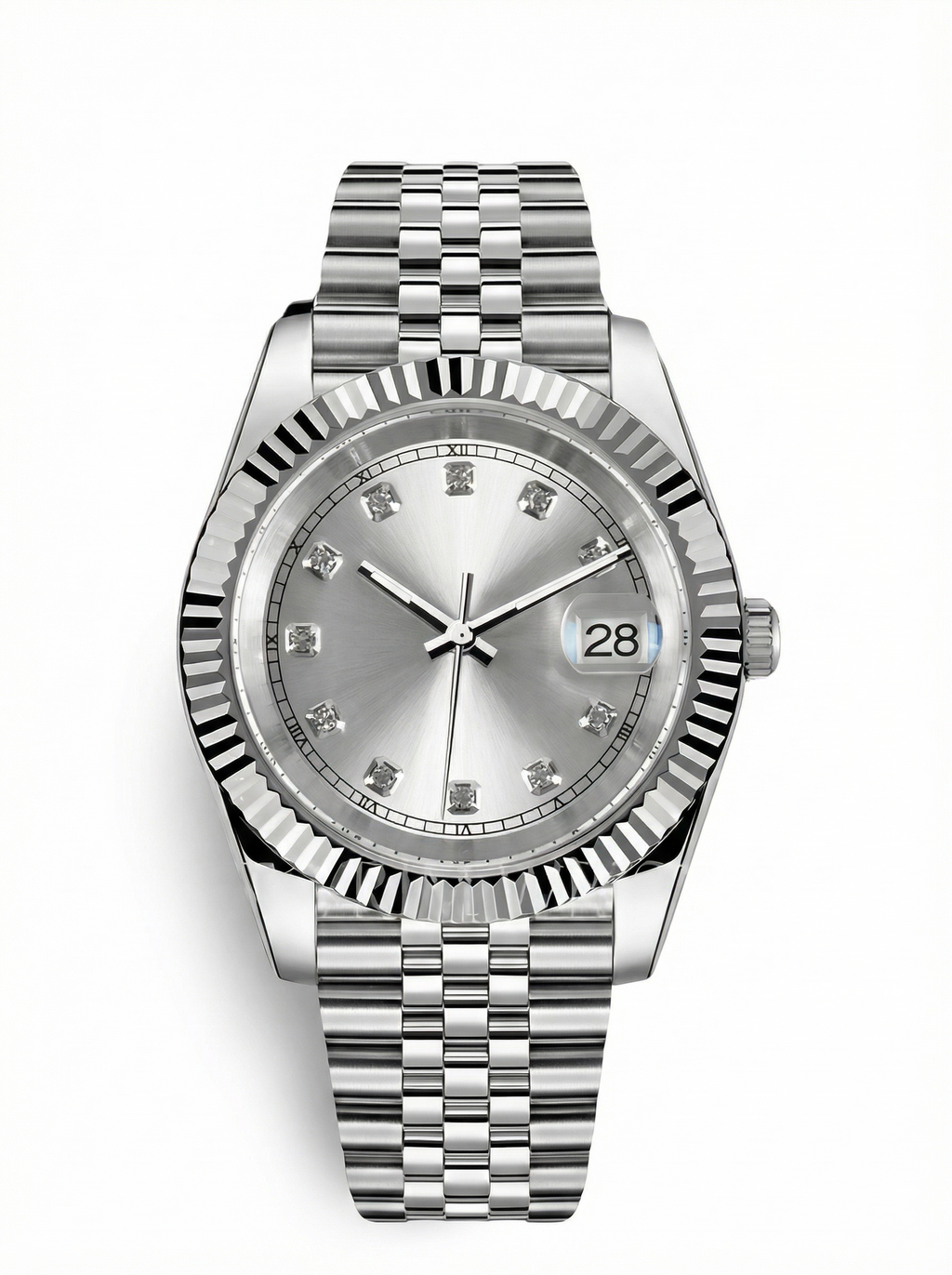 Date Mod – Steel · Silver Diamond Dial – 40mm – Automatic