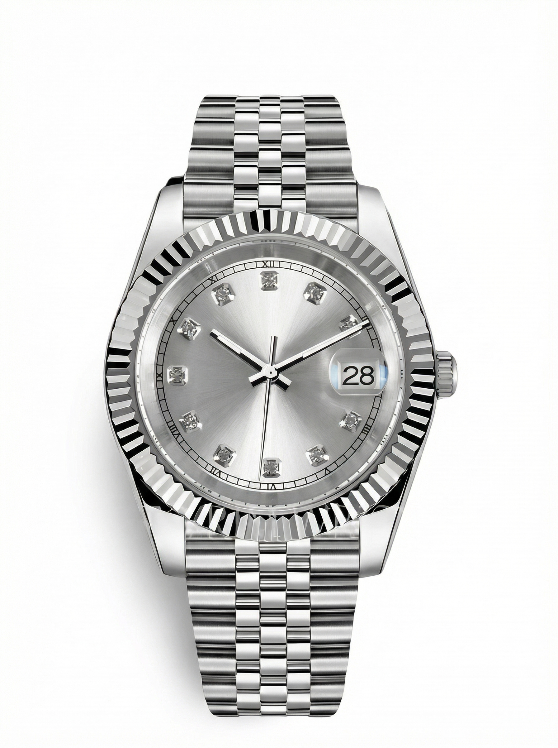 Date Mod – Steel · Silver Diamond Dial – 40mm – Automatic