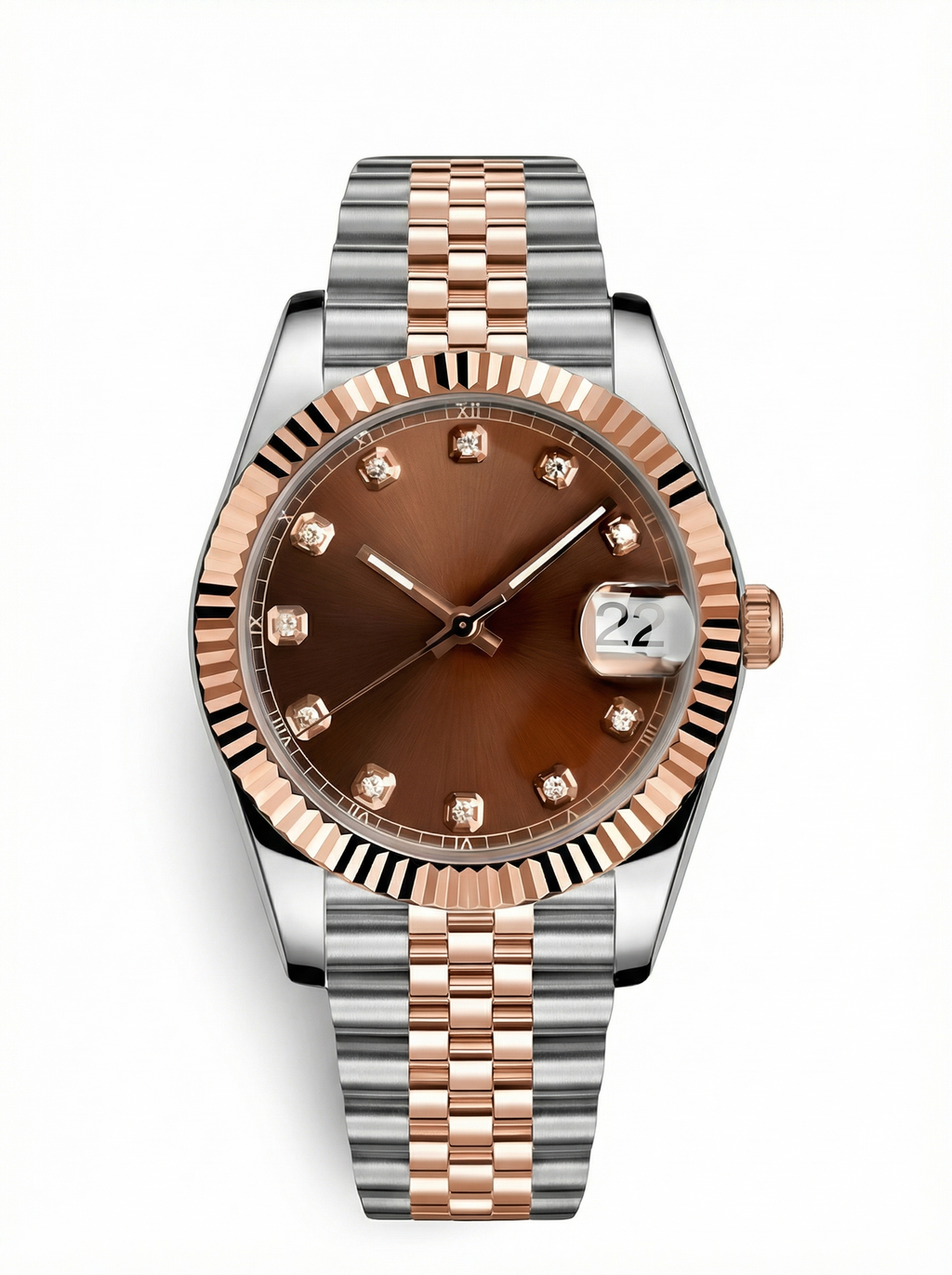 Date Mod – Two-Tone Rose Gold · Brown Diamond Dial – 40mm – Automatic