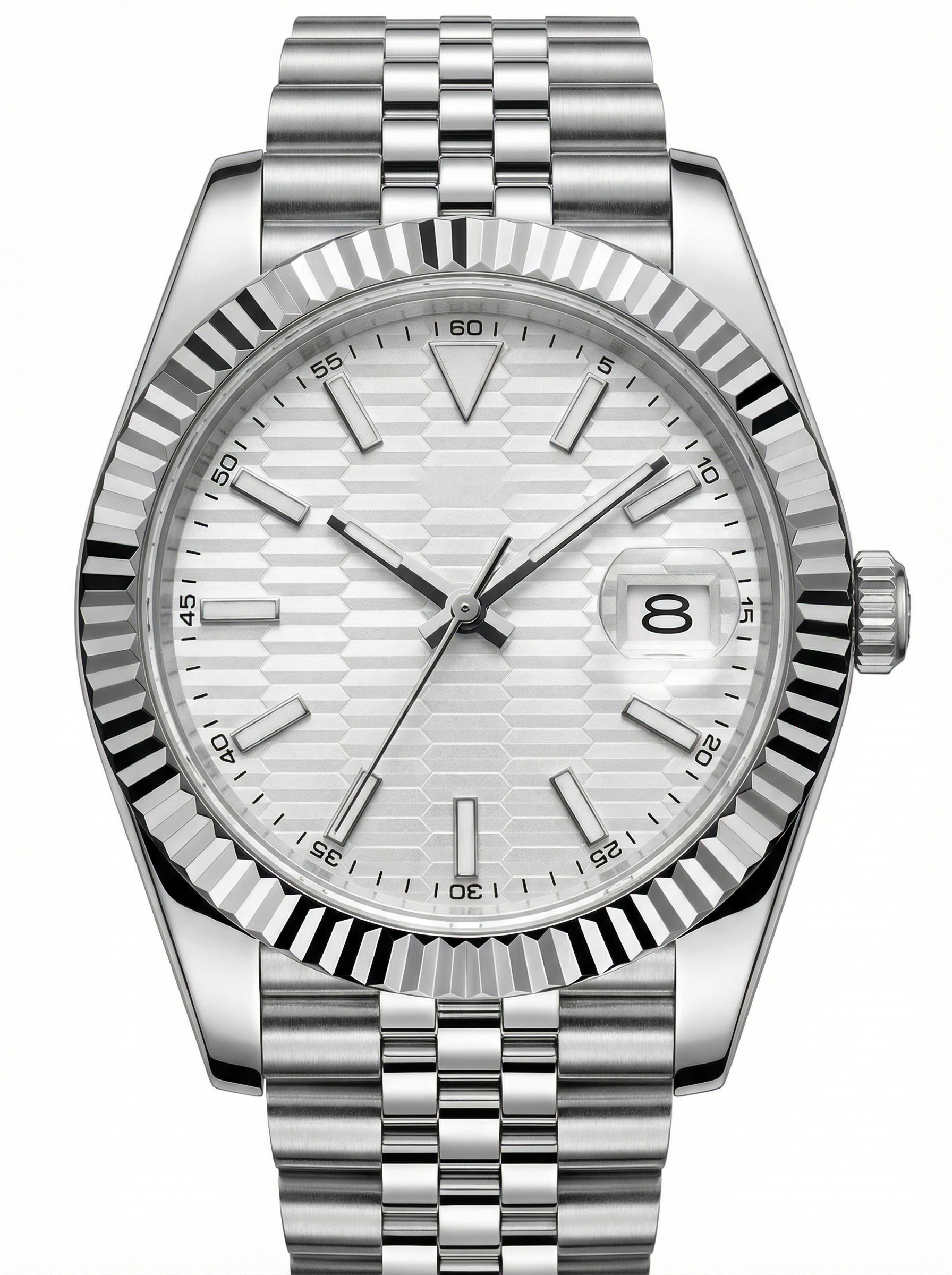 Date Mod – Steel · Silver Fluted-Motif Dial – 40mm – Automatic