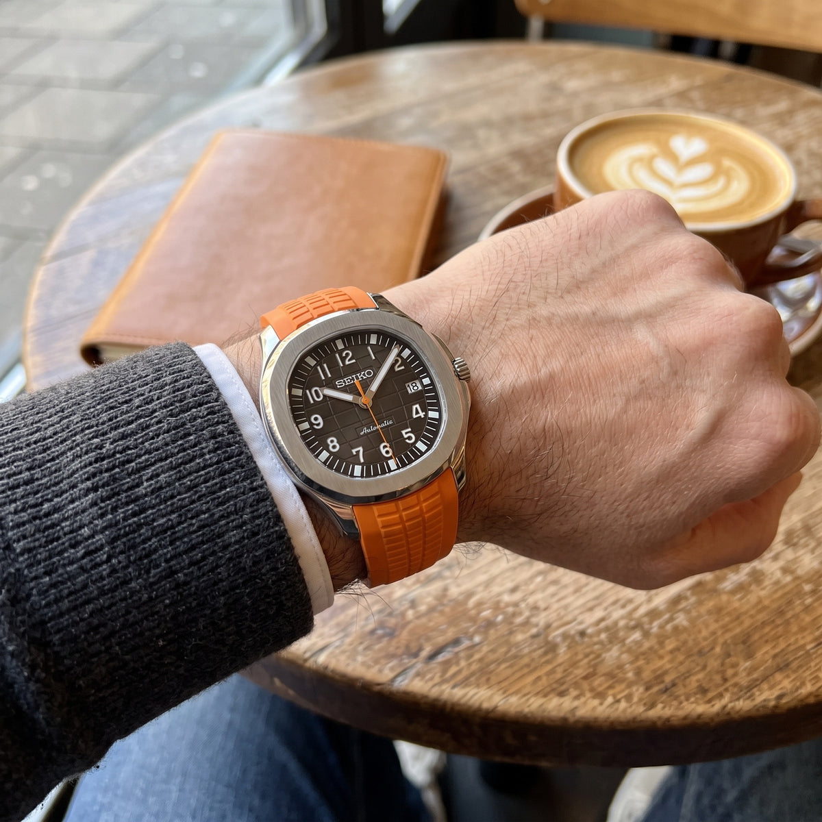 Aqua Mod – Black Dial Orange Accent – 41mm – Automatic – on-wrist view