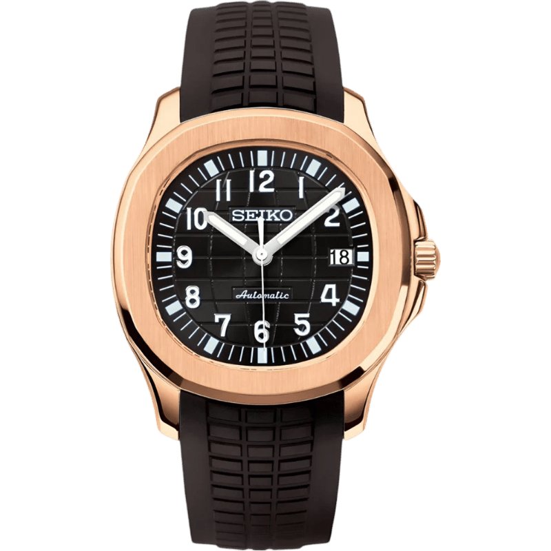 Aqua Mod – Rose Gold Black Dial – 41mm – Automatic — with Seiko logo