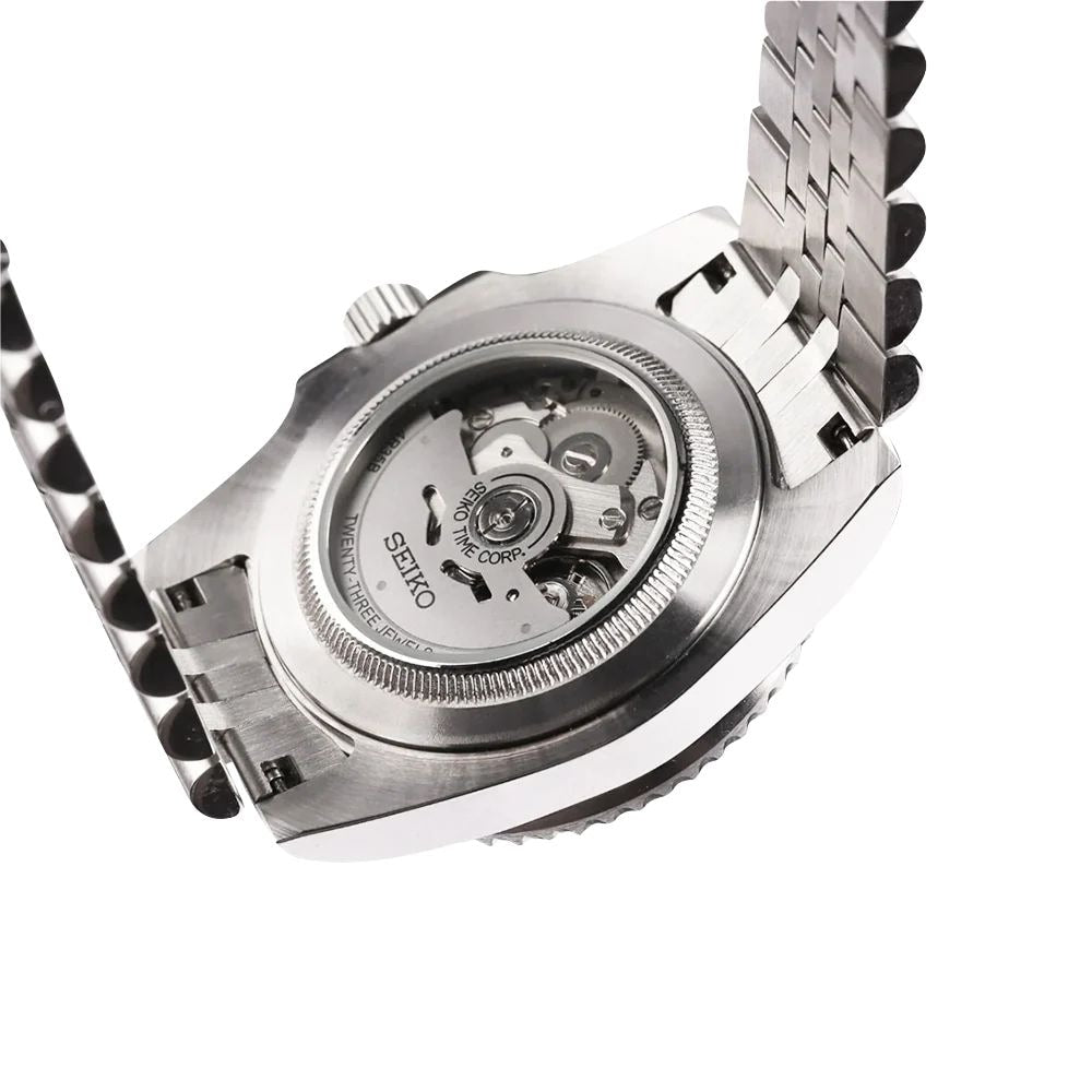 Exhibition case back with the Seiko NH35 automatic movement - stainless steel