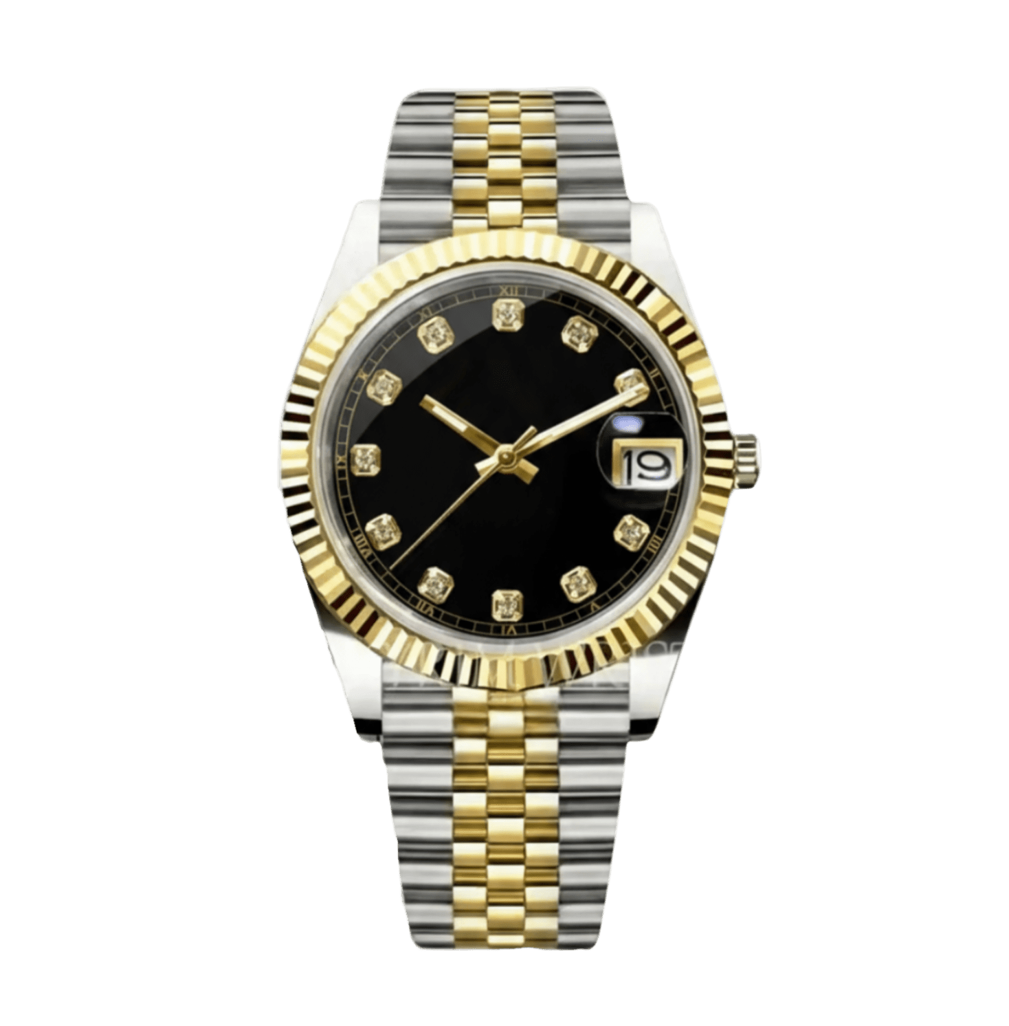 Classic Series - Gold Black Diamond Dial Gold Steel