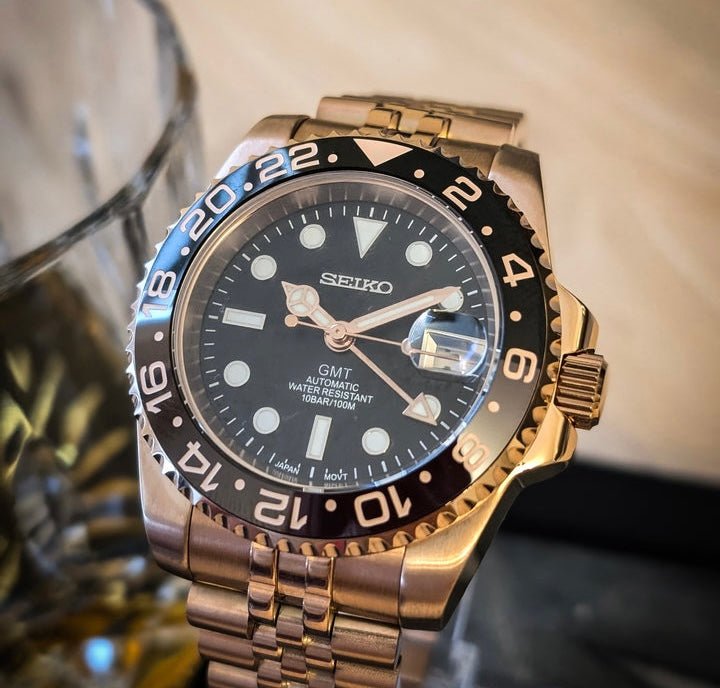 Dual Time Series - Rose Gold Brown Black 5 Link