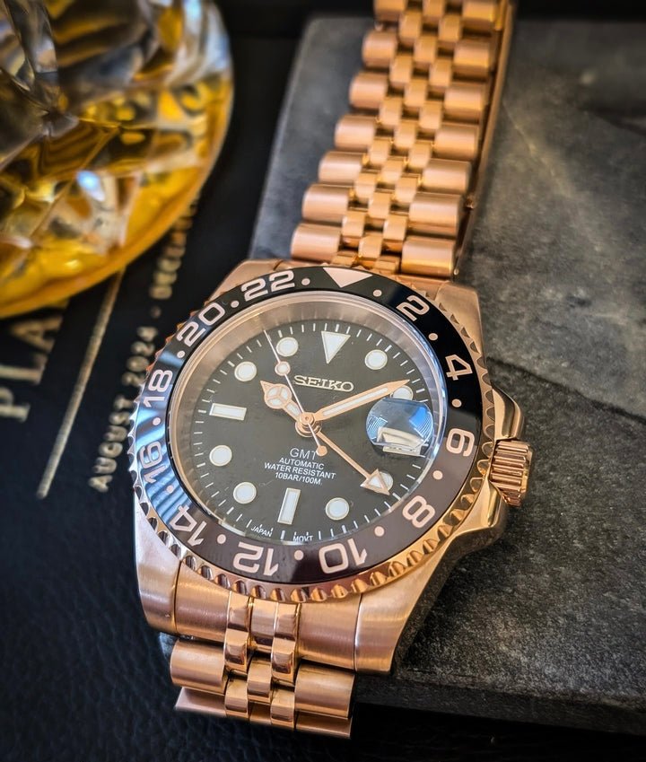 Dual Time Series - Rose Gold Brown Black 5 Link