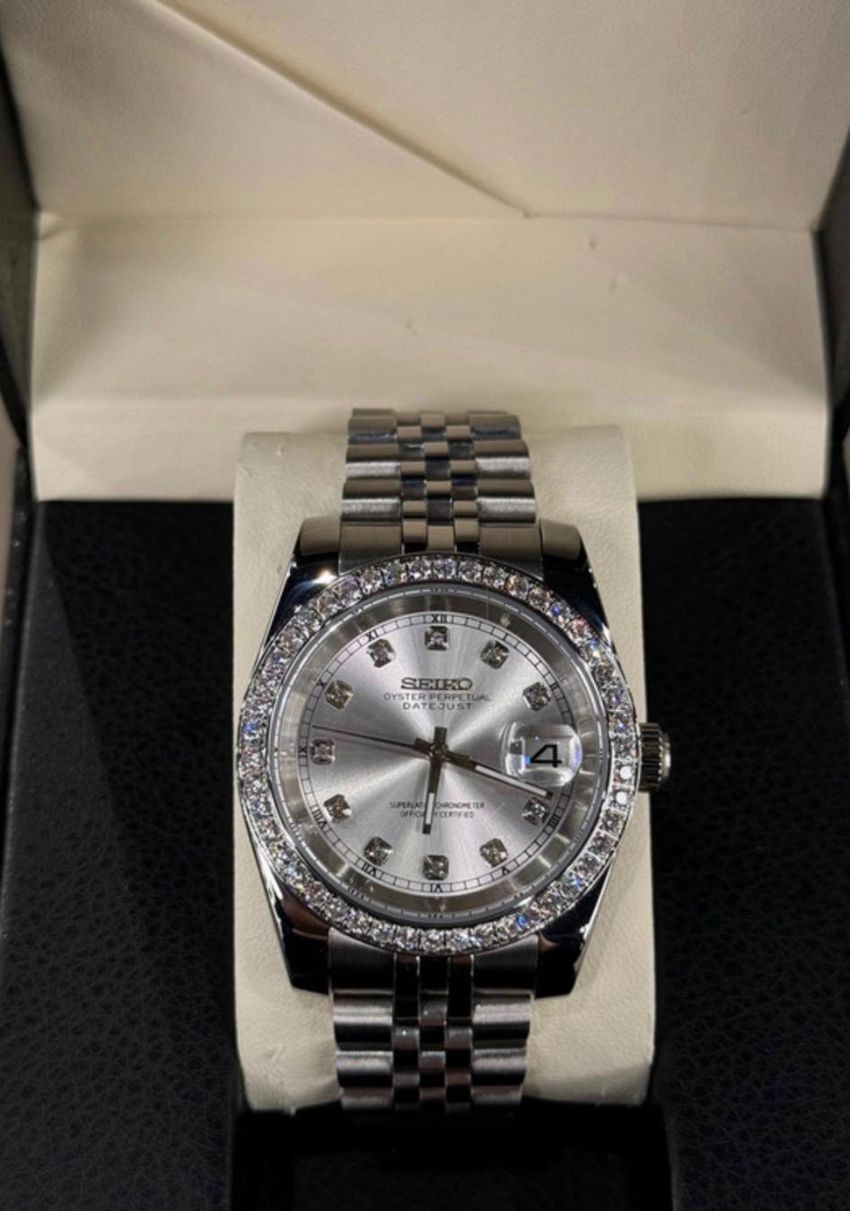 Classic Series - Grey Diamond Dial Diamond Bezel Steel